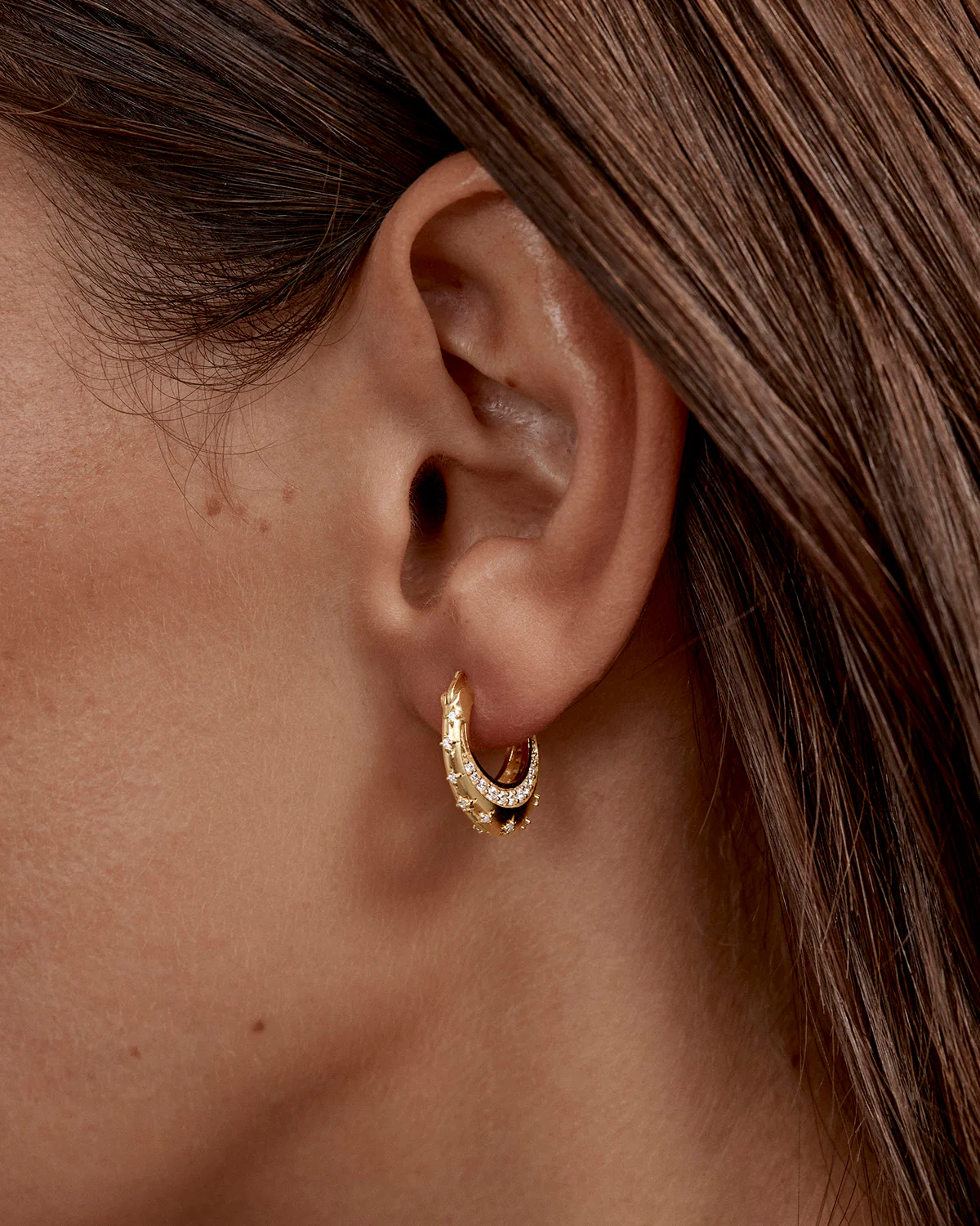 18k Gold Plated My Moon and Stars Hoops - Image 2