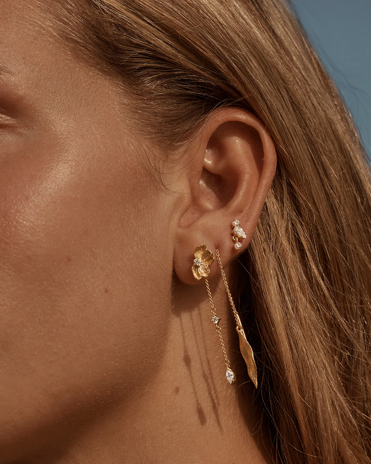 18k Gold Vermeil Awaken Thread Earrings - Image 4