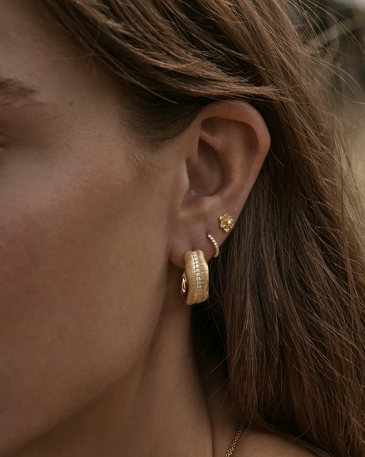 18k Gold Vermeil Bloom Within Lotus Stud Earrings - Image 5