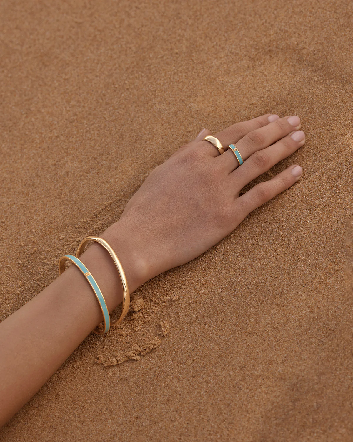 18k Gold Vermeil Born to Bloom Enamel Bangle - Cloud Blue - Image 2