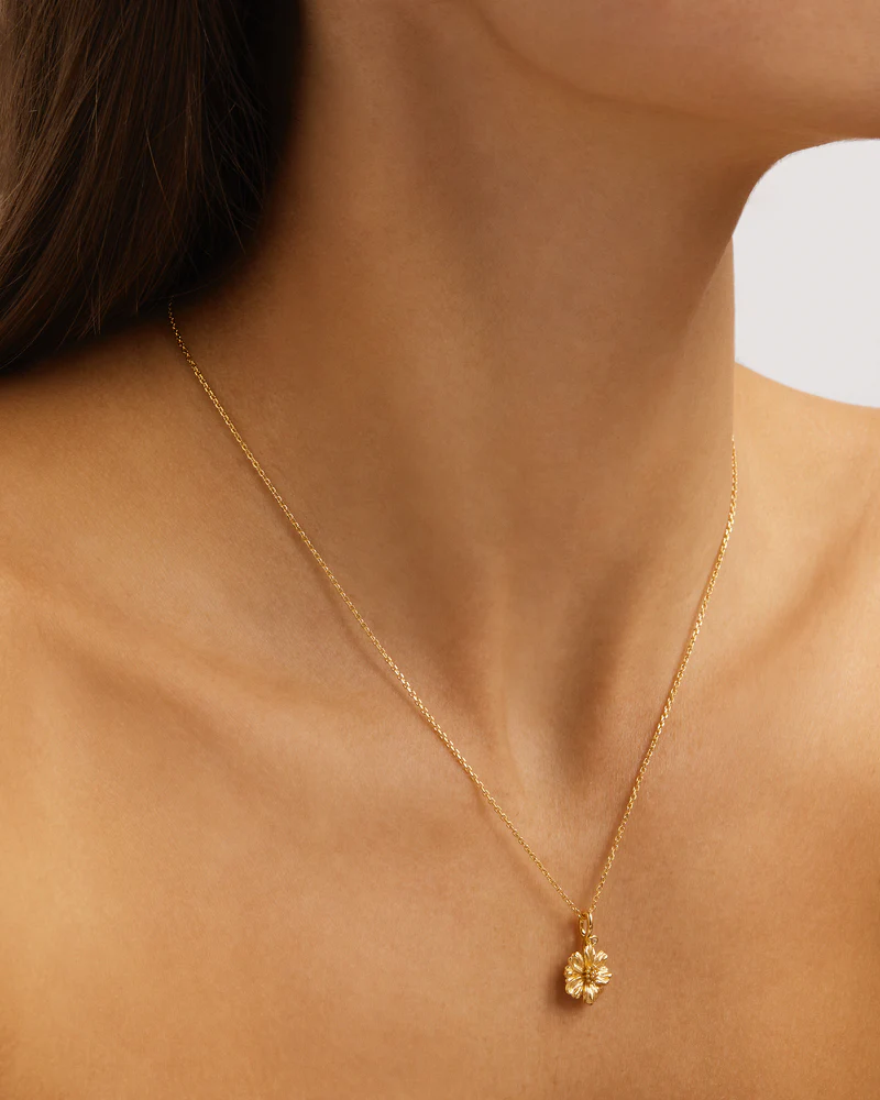18k Gold Vermeil Cosmos October Birth Flower Necklace - Image 2