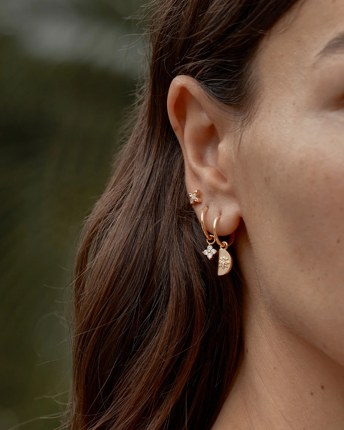 18k Gold Vermeil Crystal Bloom Hoops - Image 4