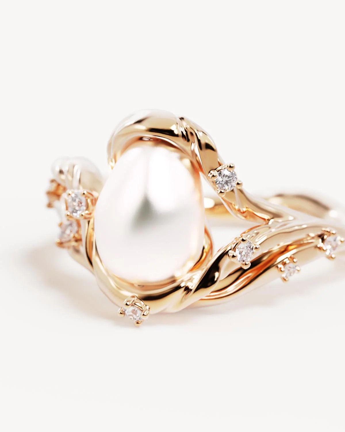 18k Gold Vermeil Dive Into Serenity Pearl Ring - Image 3