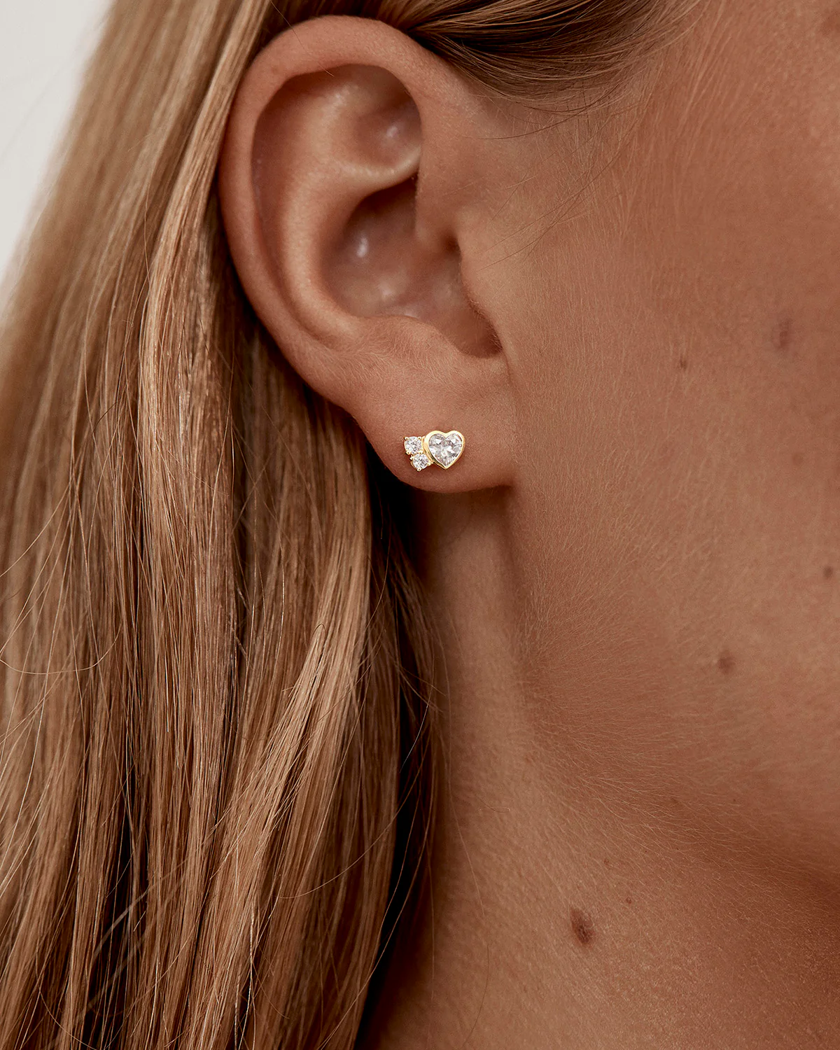 18k Gold Vermeil Dream Lover Heart Stud Earrings - Image 2