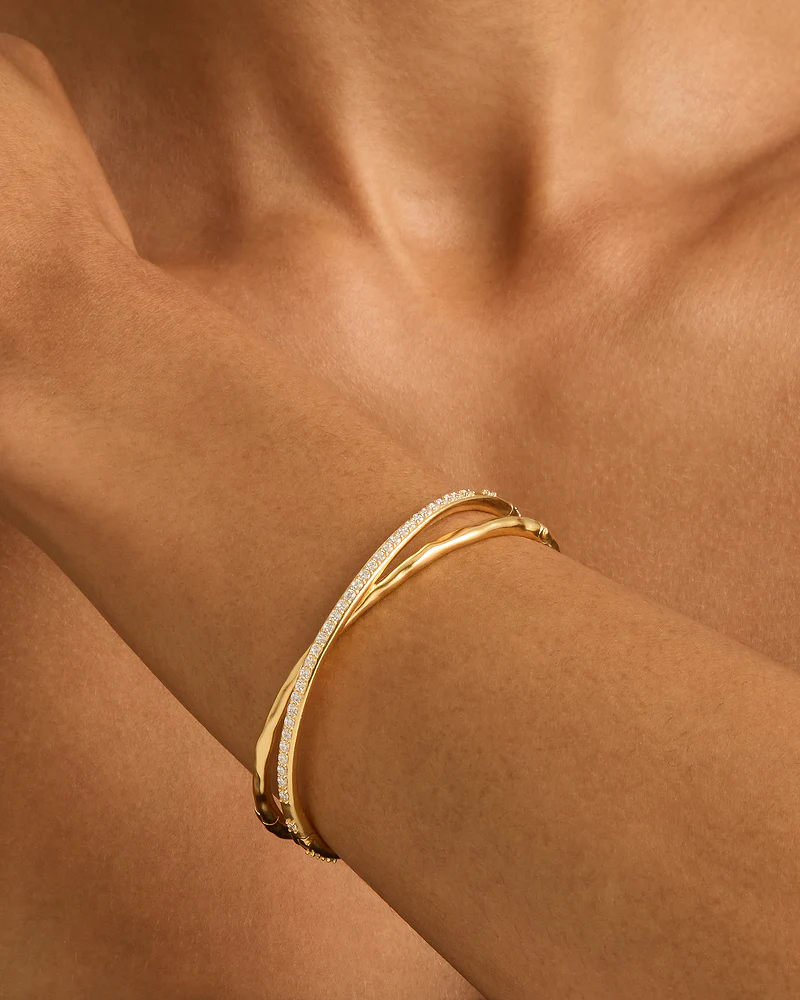 18k Gold Vermeil Entwined Hearts Bangle - Image 4