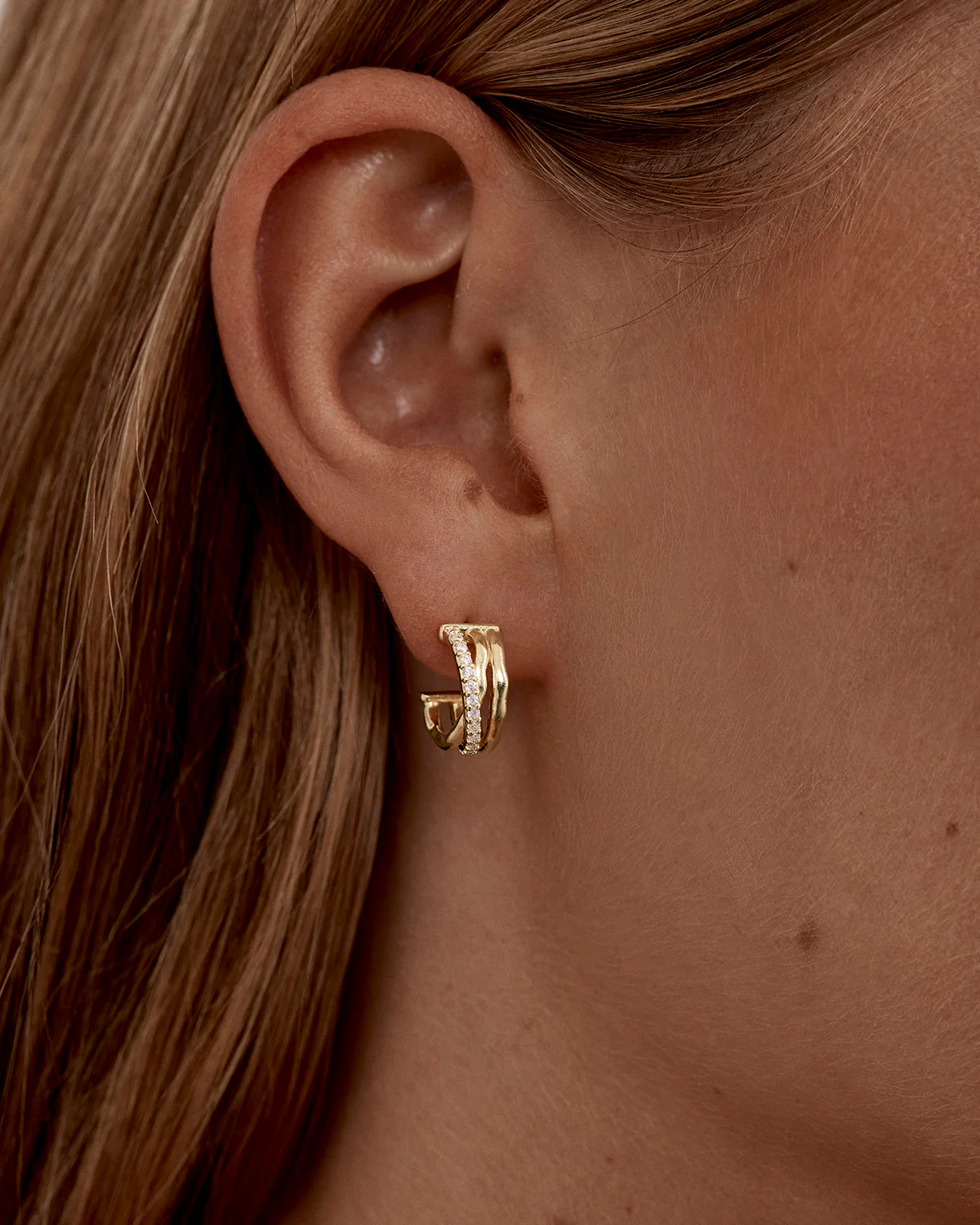 18k Gold Vermeil Entwined Hearts Hoops - Image 2