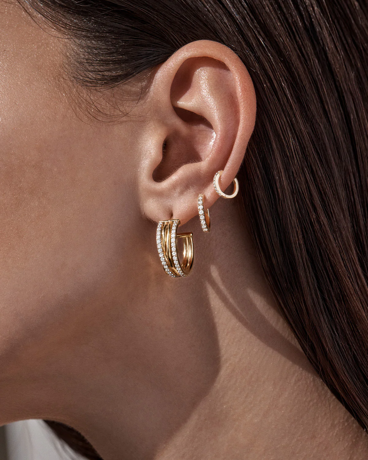 18k Gold Plated Entwined Hearts Large Hoops - Image 2