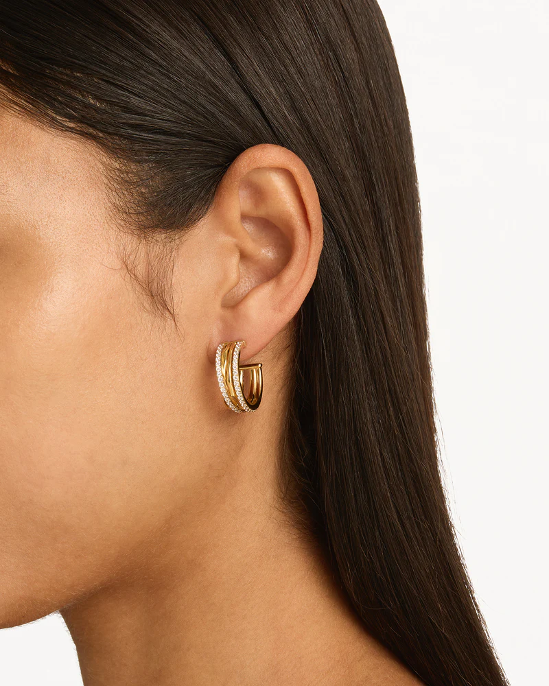 18k Gold Plated Entwined Hearts Large Hoops - Image 4