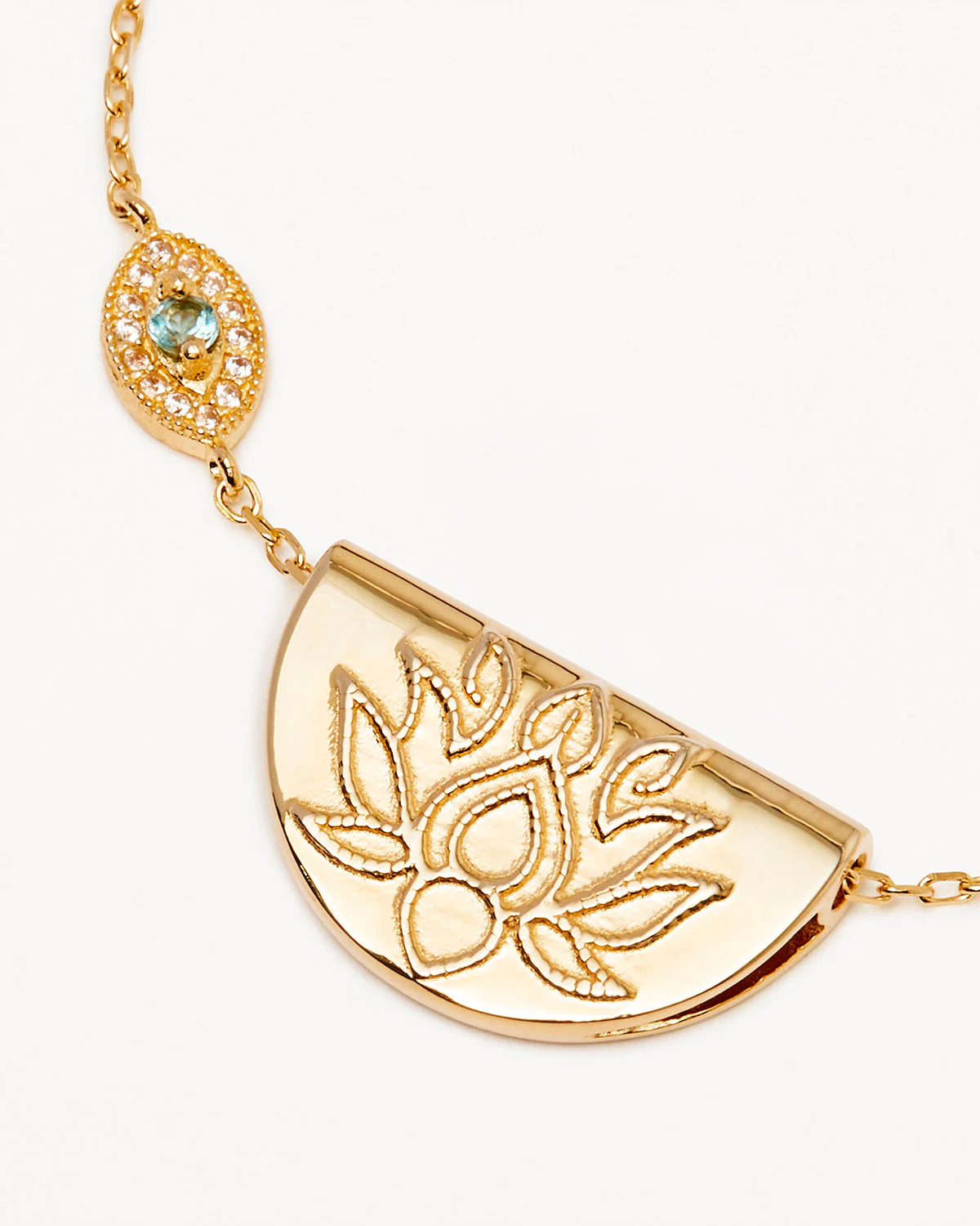 18k Gold Vermeil Eye of Peace Lotus Necklace - Image 3