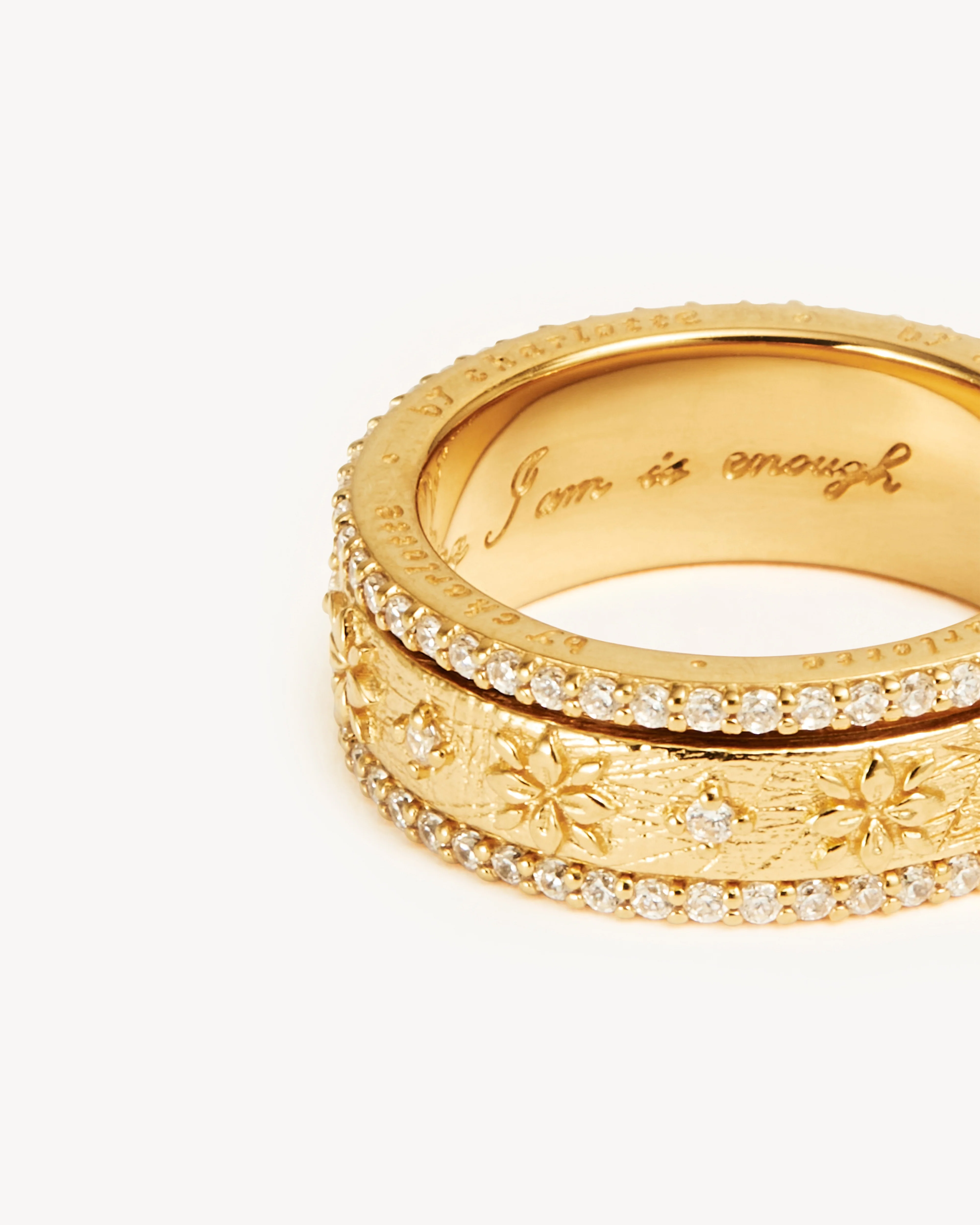 18k Gold Vermeil I Am Enough Spinning Meditation Ring - Image 3