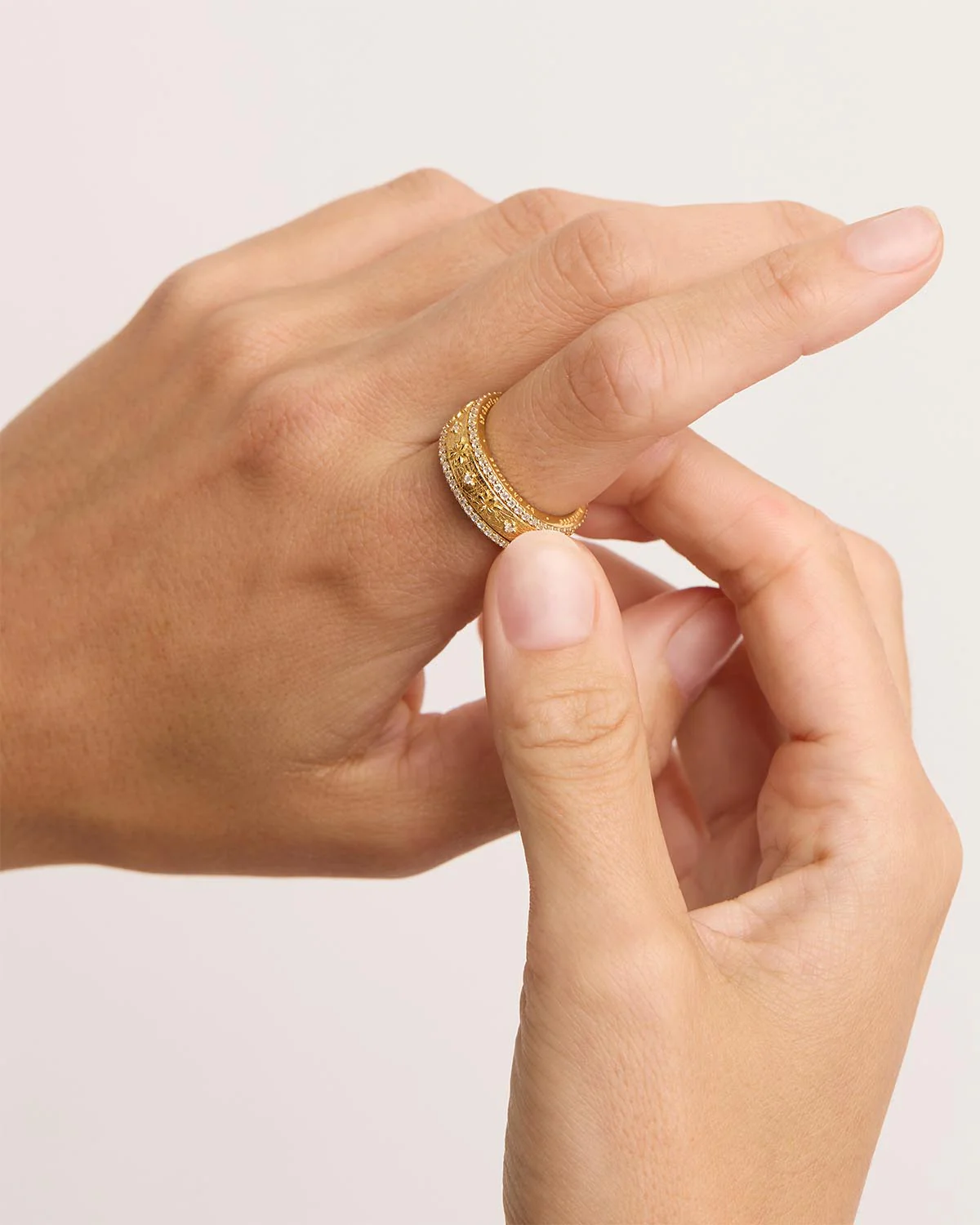 18k Gold Vermeil I Am Enough Spinning Meditation Ring - Image 4