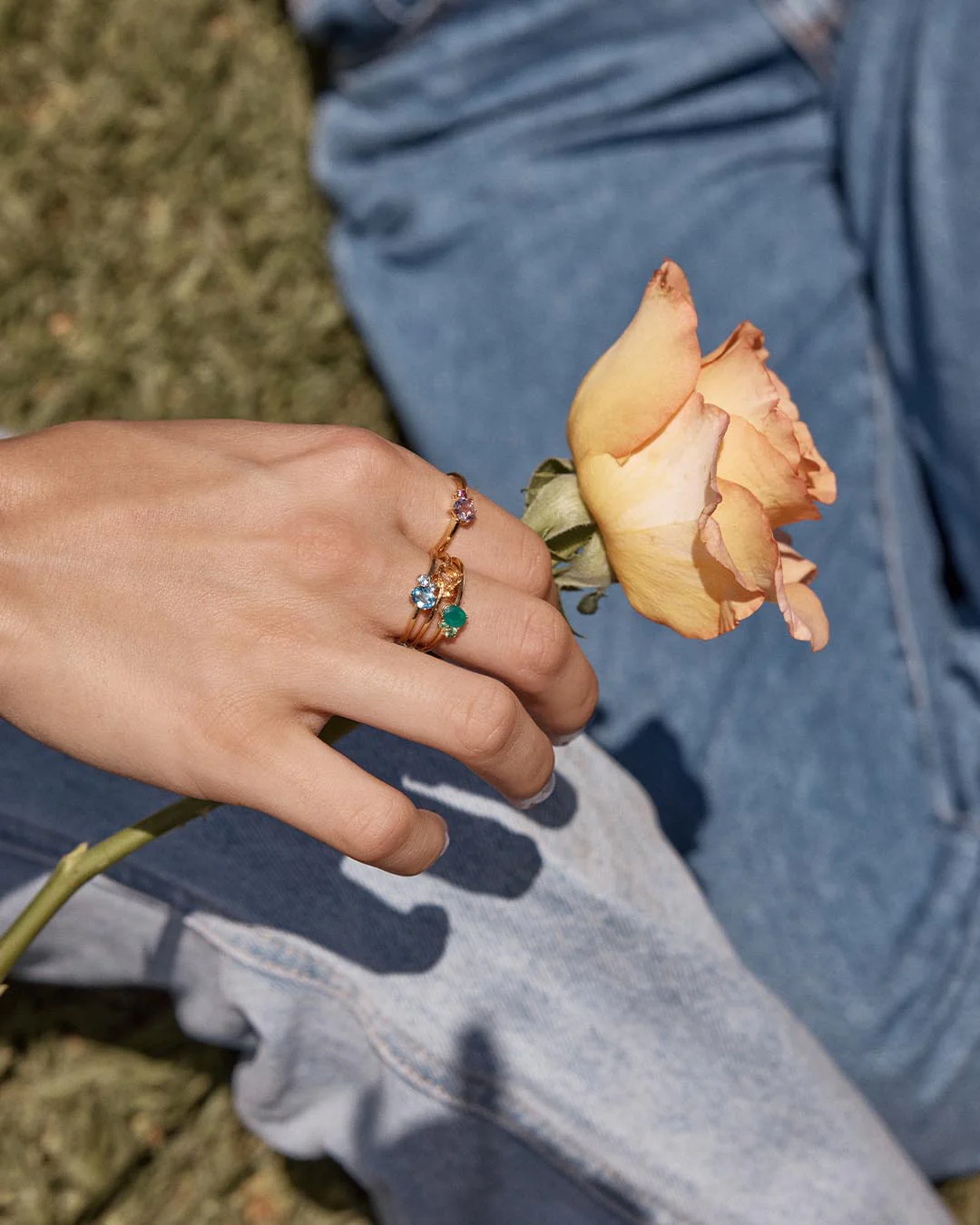 18k Gold Vermeil Kindred Birthstone Ring - March - Image 5
