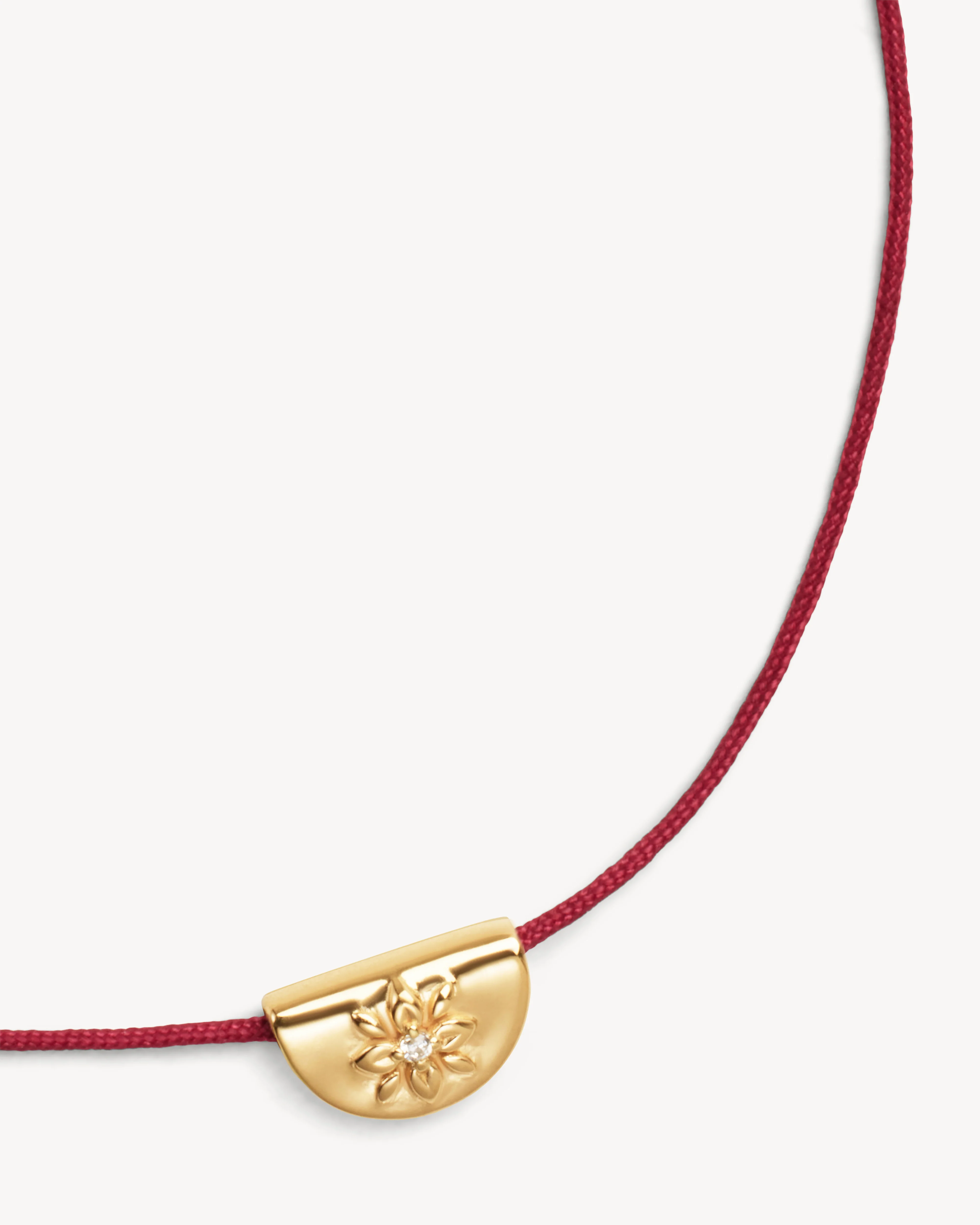 18k Gold Vermeil Lotus of Hope Cord Bracelet - Burgundy - Image 3
