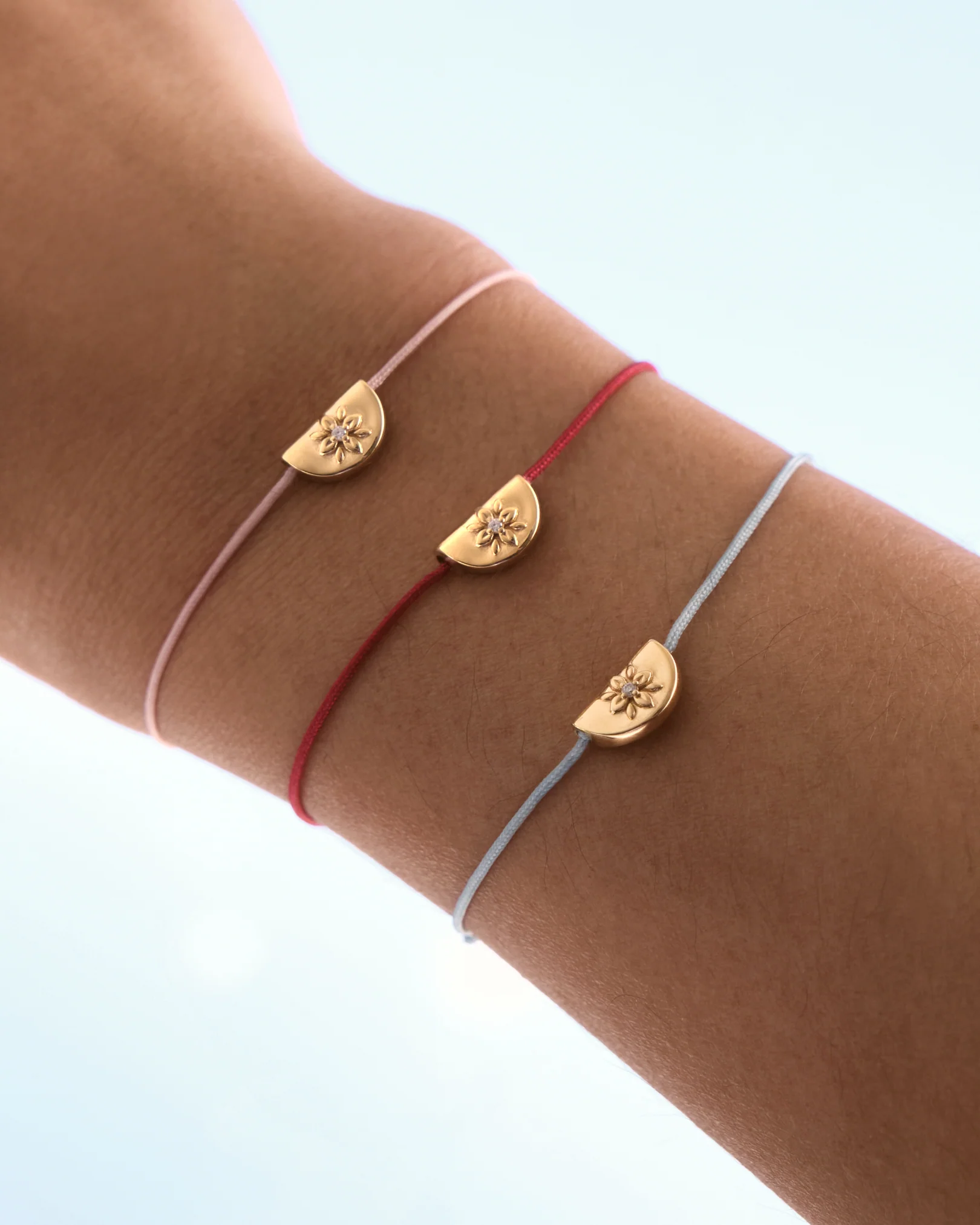 18k Gold Vermeil Lotus of Hope Cord Bracelet - Cloud Blue - Image 4