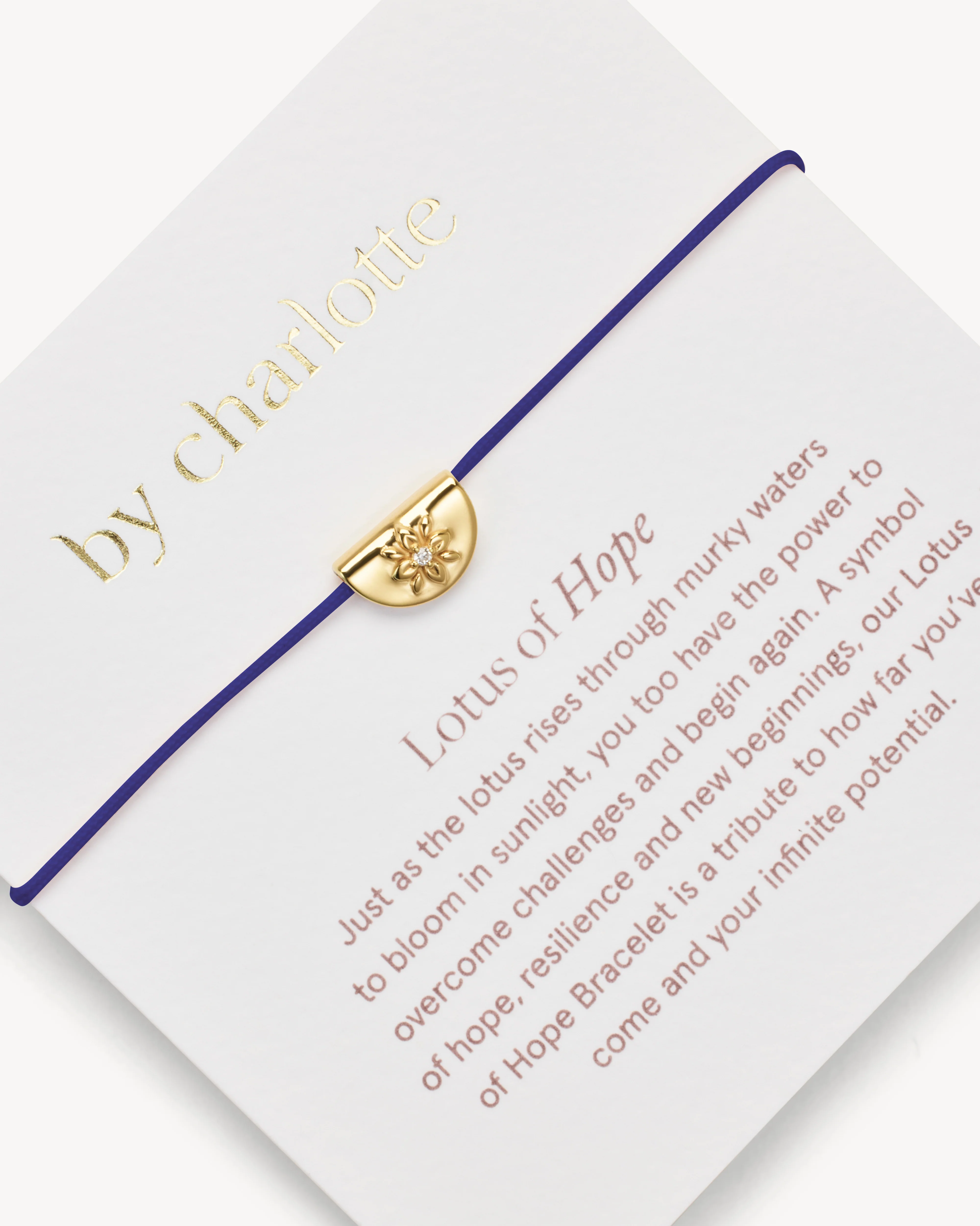 18k Gold Vermeil Lotus of Hope Cord Bracelet - Dark Blue - Image 3