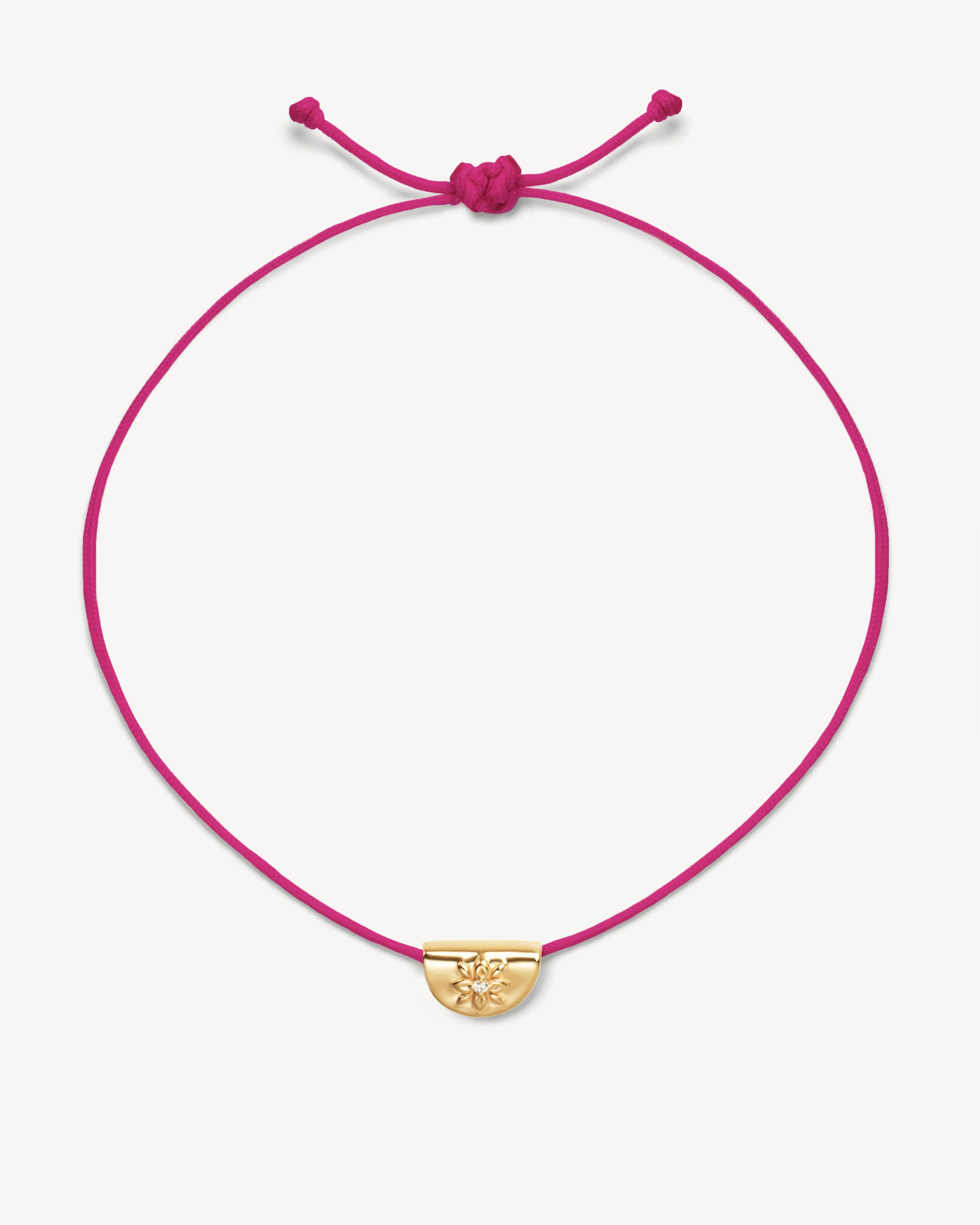 18k Gold Vermeil Lotus of Hope Cord Bracelet - Hot Pink