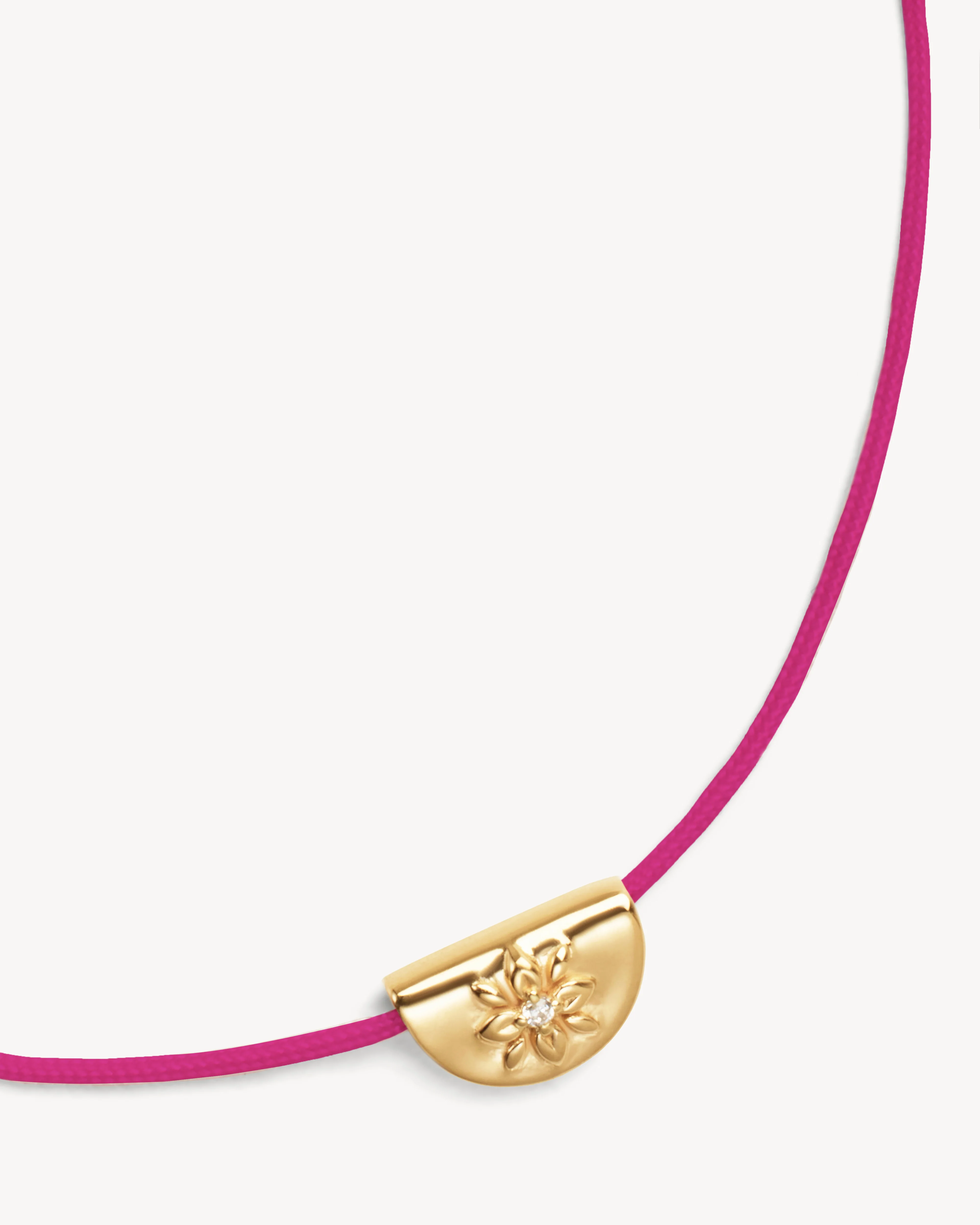 18k Gold Vermeil Lotus of Hope Cord Bracelet - Hot Pink - Image 2