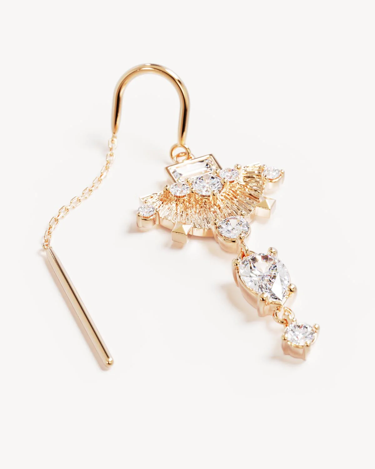 18k Gold Vermeil Lotus Rain Thread Earrings - Image 3