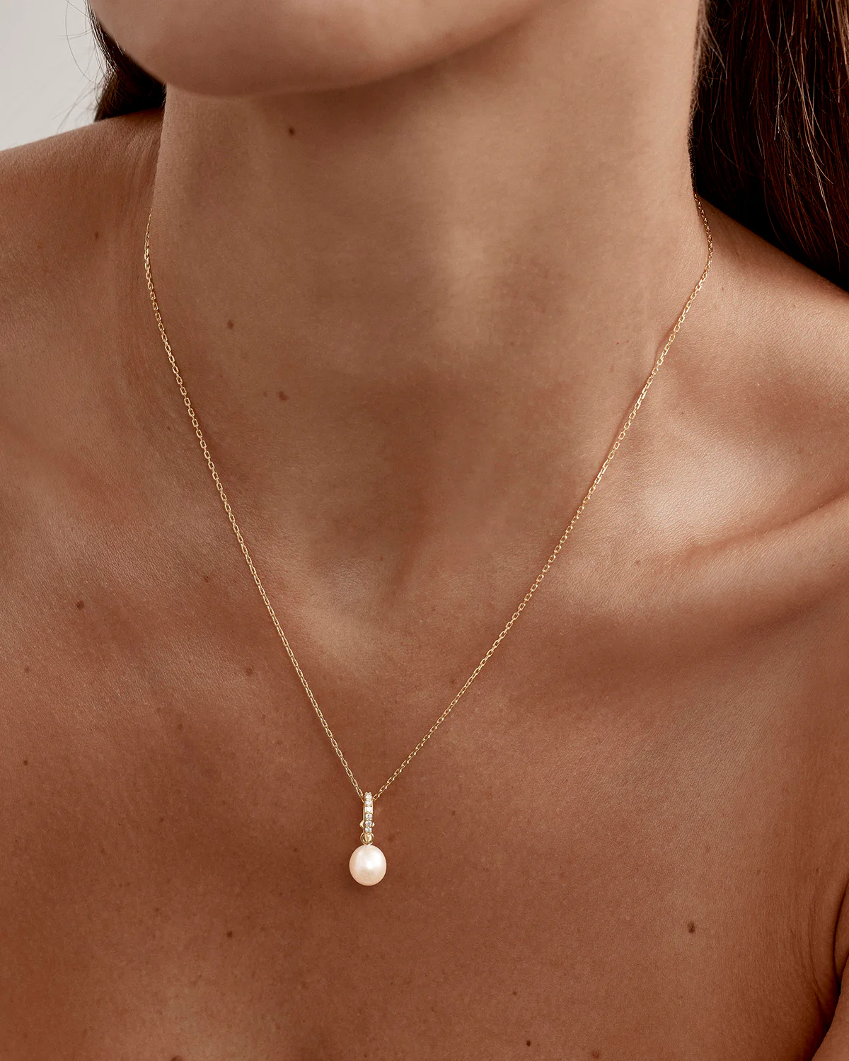 18k Gold Vermeil Love With Grace Lab-Grown Diamond Pearl Necklace - Image 2