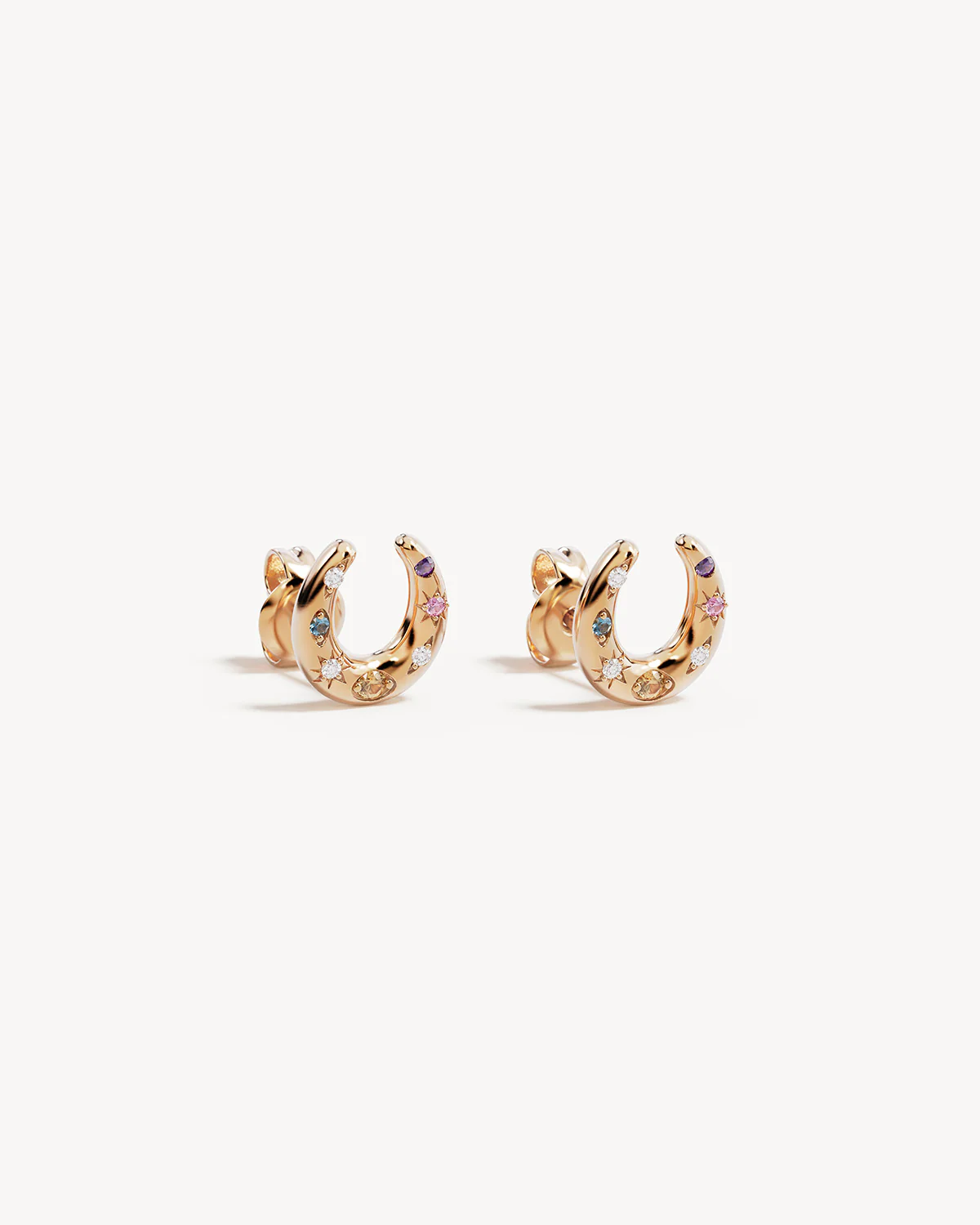 18k Gold Vermeil Lucky Horseshoe Stud Earrings