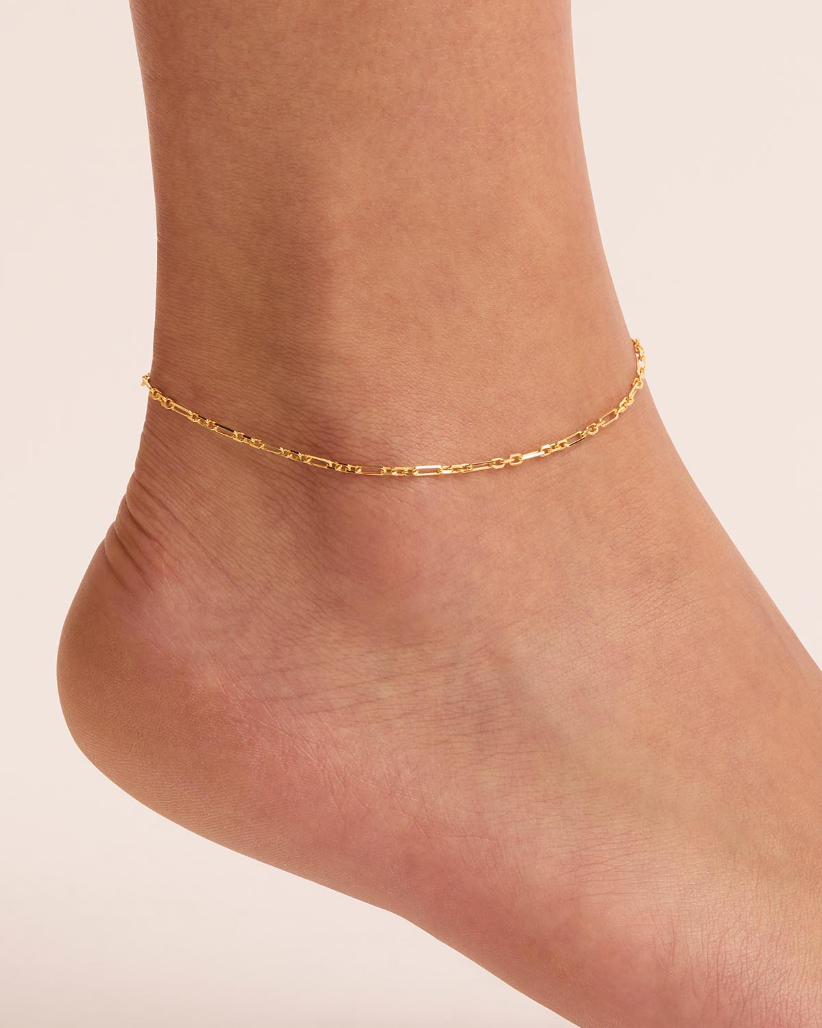 18k Gold Vermeil Mixed Link Chain Anklet - Image 2