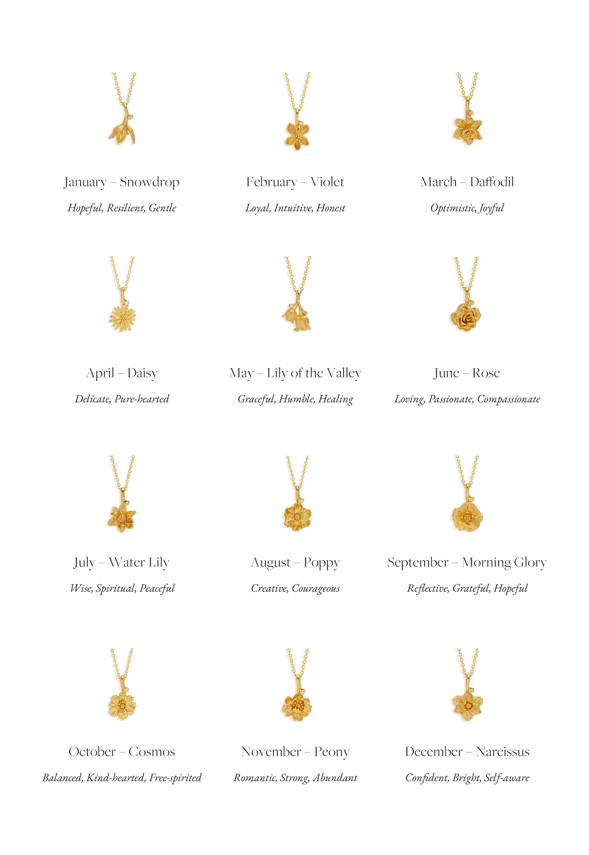 18k Gold Vermeil Morning Glory September Birth Flower Necklace - Image 4
