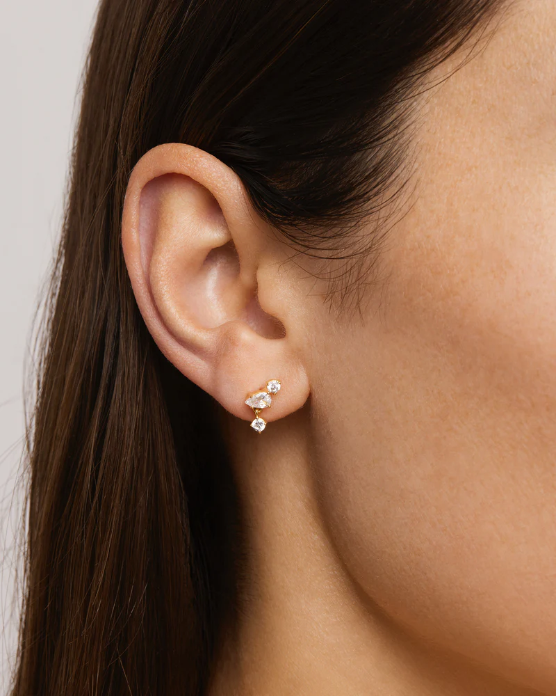 18k Gold Vermeil No Rain, No Flowers Stud Earrings - Image 2