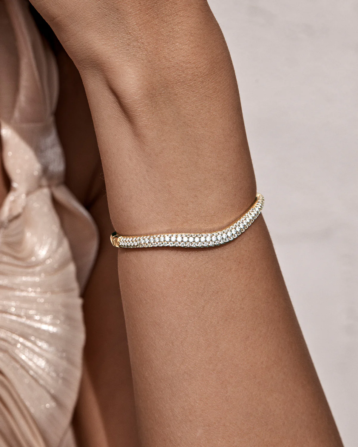 18k Gold Vermeil Crystal Wave Bangle - Image 2
