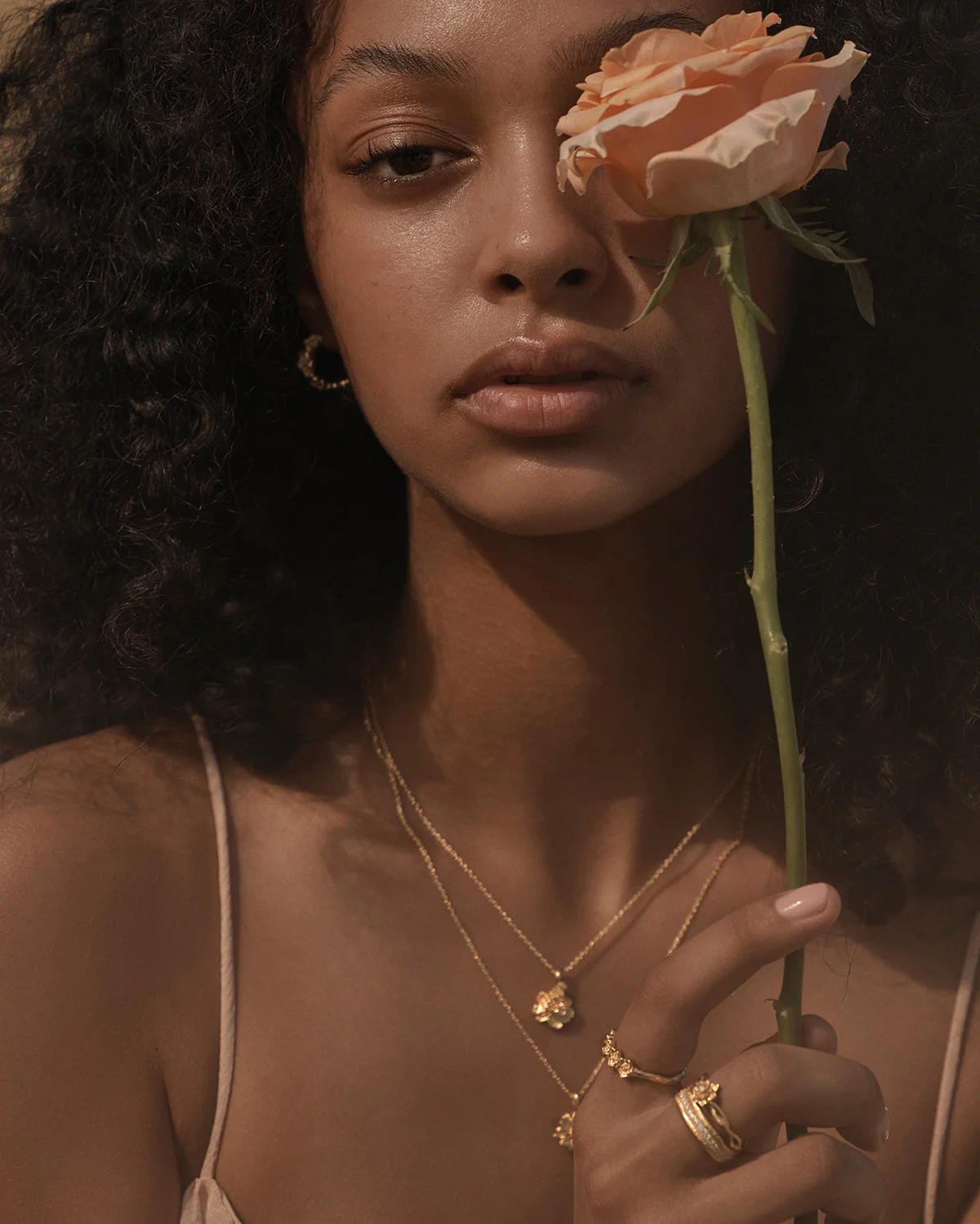 18k Gold Vermeil Peony November Birth Flower Necklace - Image 4