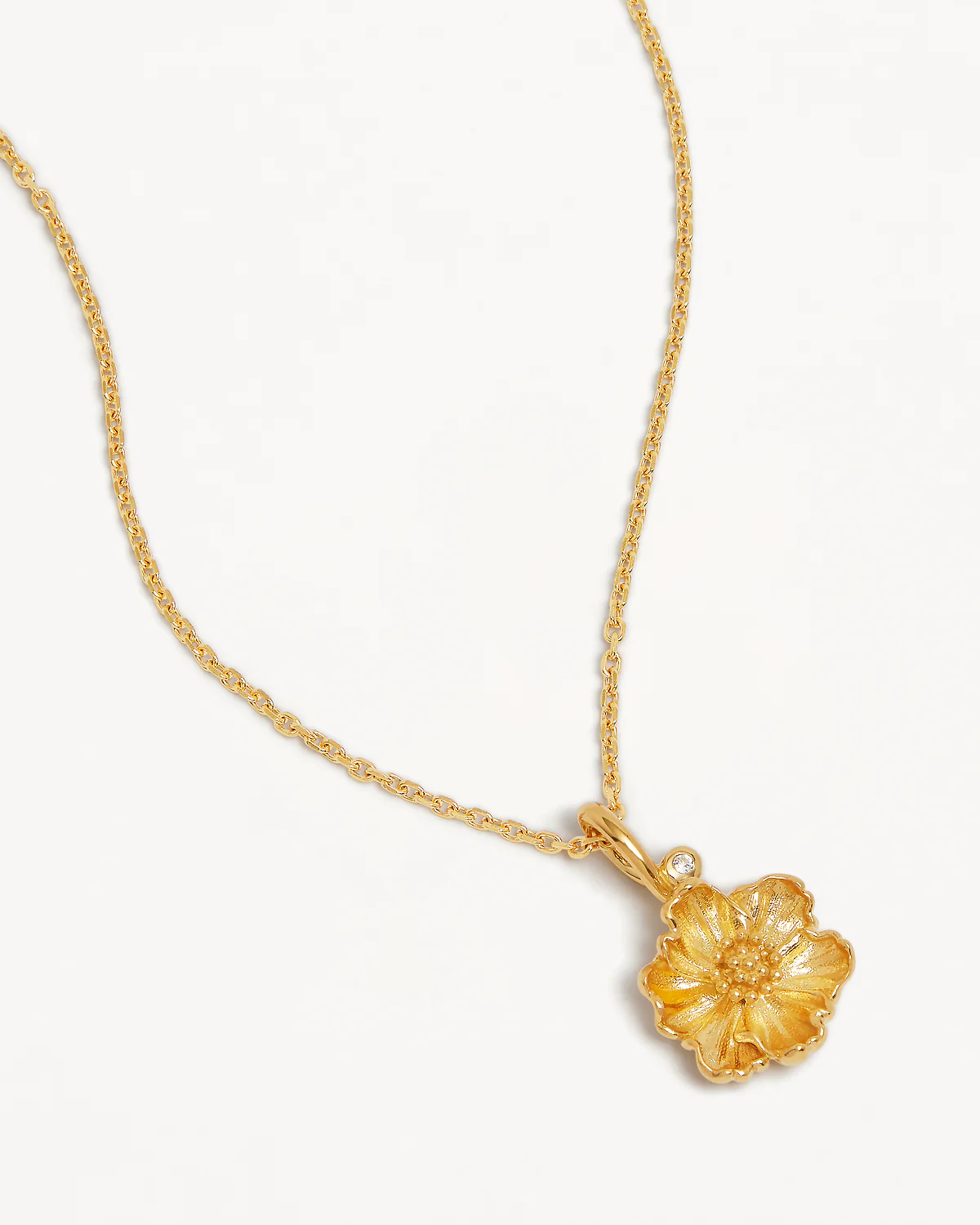 18k Gold Vermeil Poppy August Birth Flower Necklace - Image 3