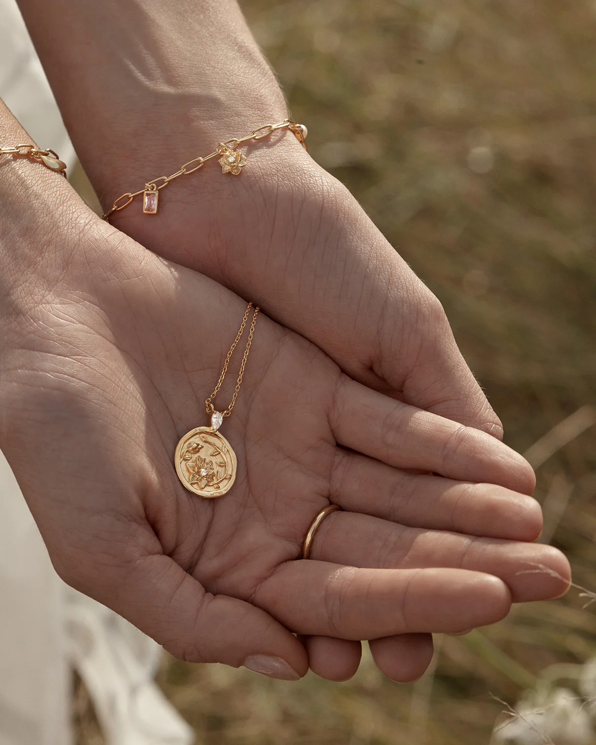 18k Gold Vermeil Serene Lotus Necklace - Image 8