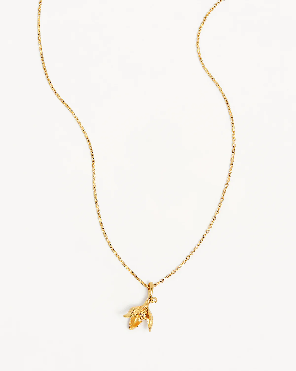 18k Gold Vermeil Snowdrop January Birth Flower Necklace - Image 5