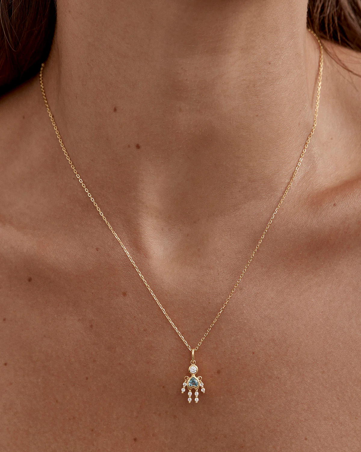 18k Gold Vermeil Tiny Dancer Pendant - Aquamarine - Image 2