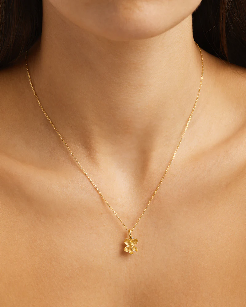 18k Gold Vermeil Violet February Birth Flower Necklace - Image 2