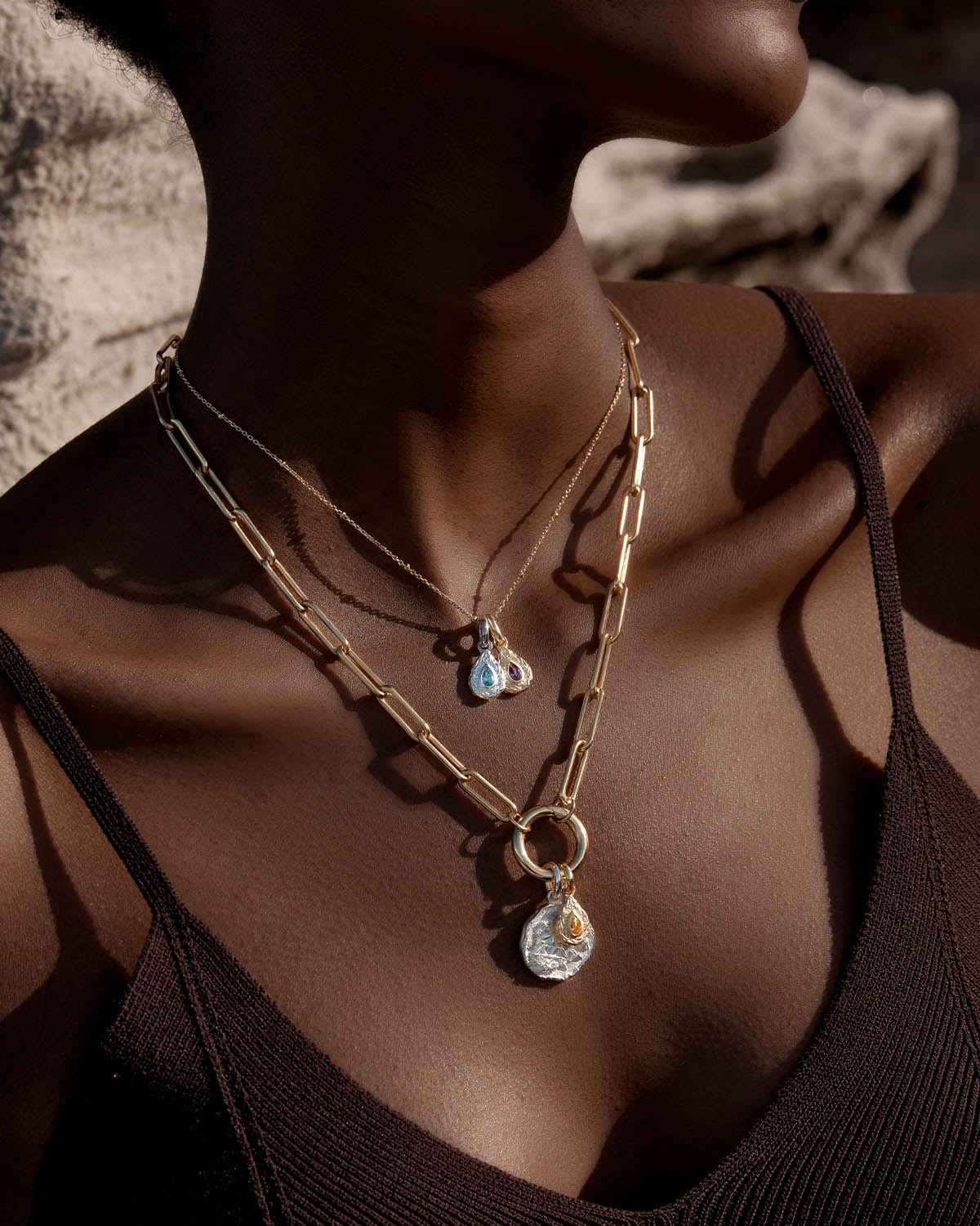 18k Gold Vermeil With Love Birthstone Annex Link Pendant - November - Image 3