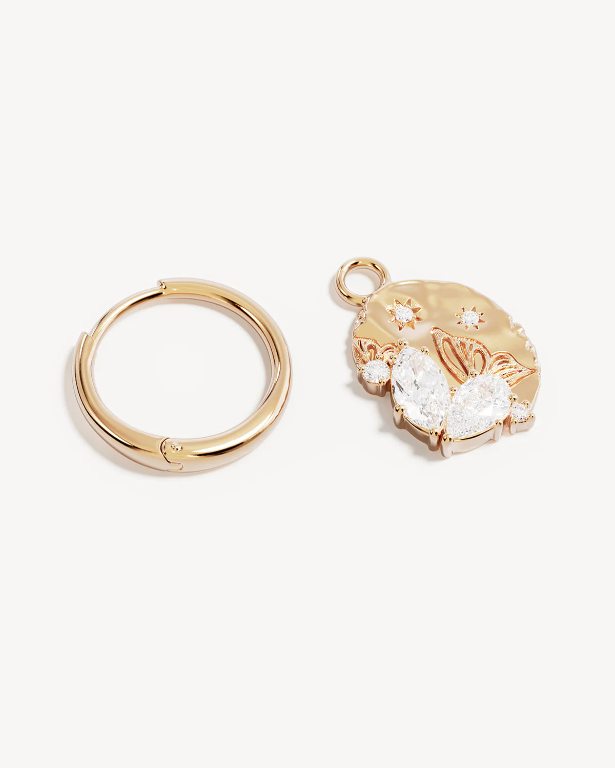 18k Gold Vermeil With Wings I Fly Hoops - Image 3