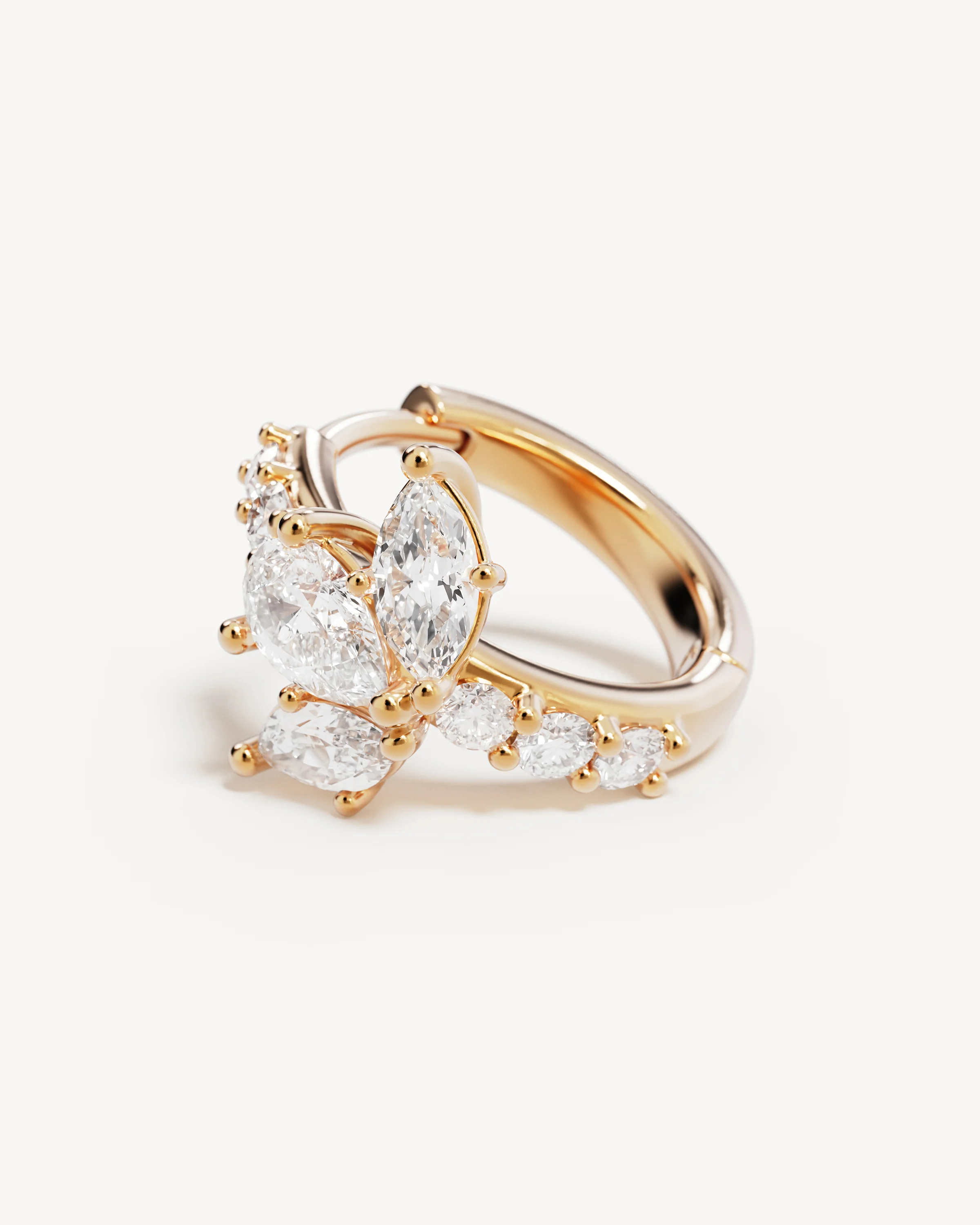 18k Solid Gold Floating Lotus 0.47ct Lab-Grown Diamond Hoop - Image 3