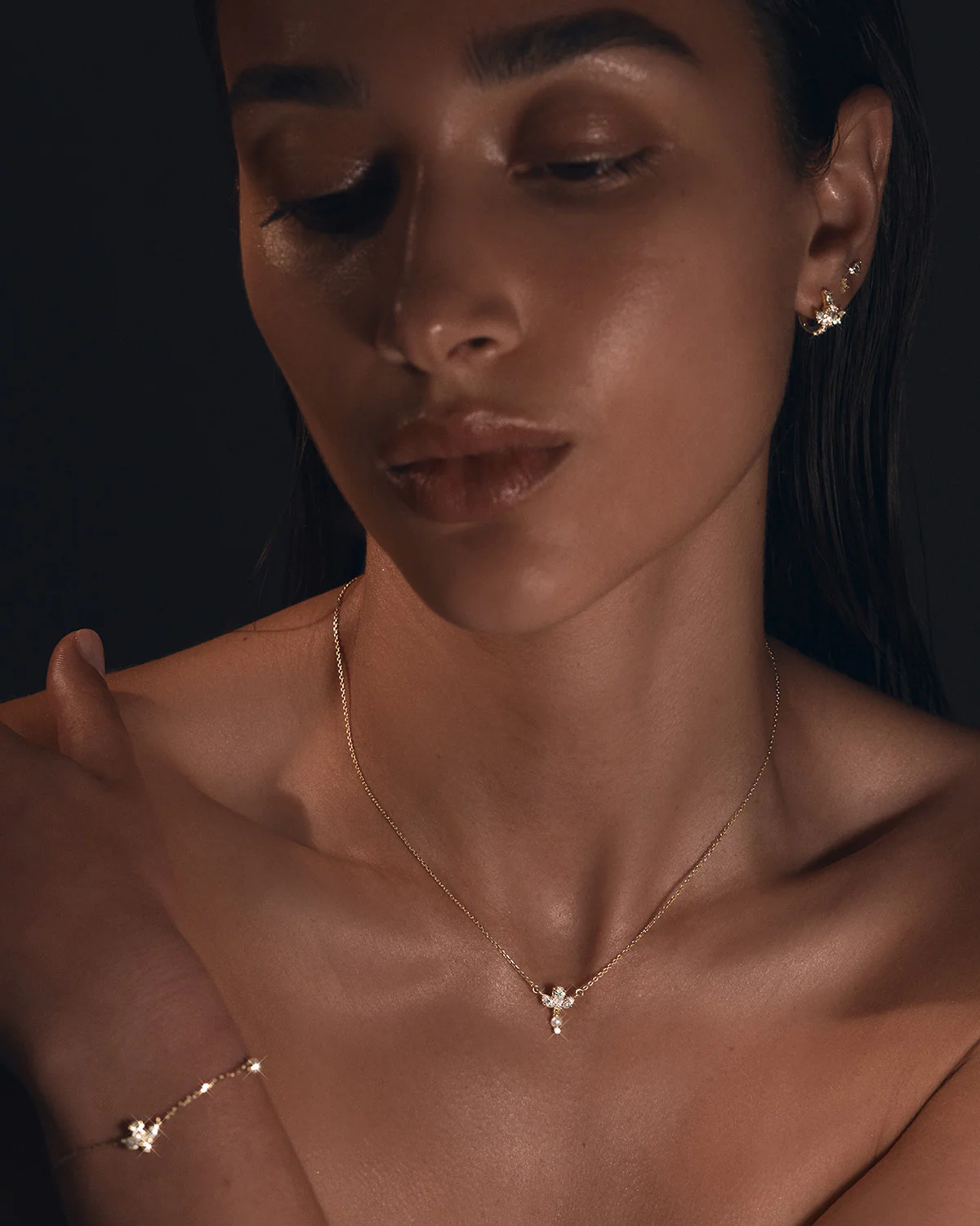 18k Solid Gold Floating Lotus 0.38ct Lab-Grown Diamond Pearl Necklace - Image 6