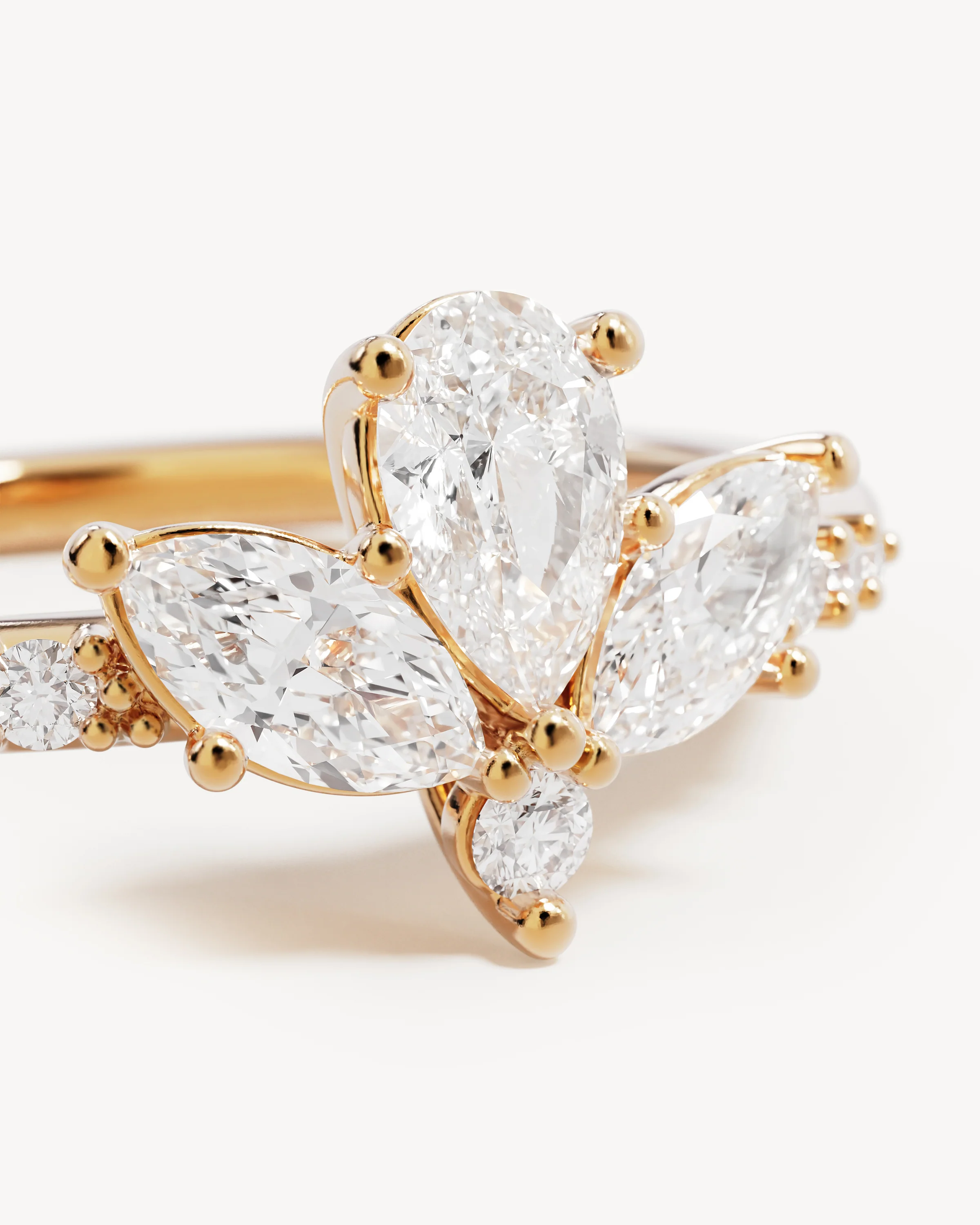 18k Solid Gold Floating Lotus 0.49ct Lab-Grown Diamond Ring - Image 3