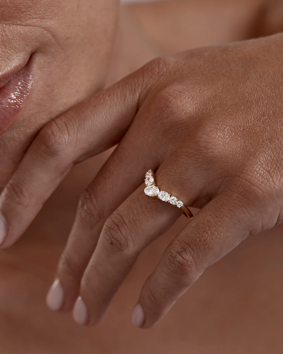 18k Solid Gold Love Embraced Diamond Wedding Band - Image 2