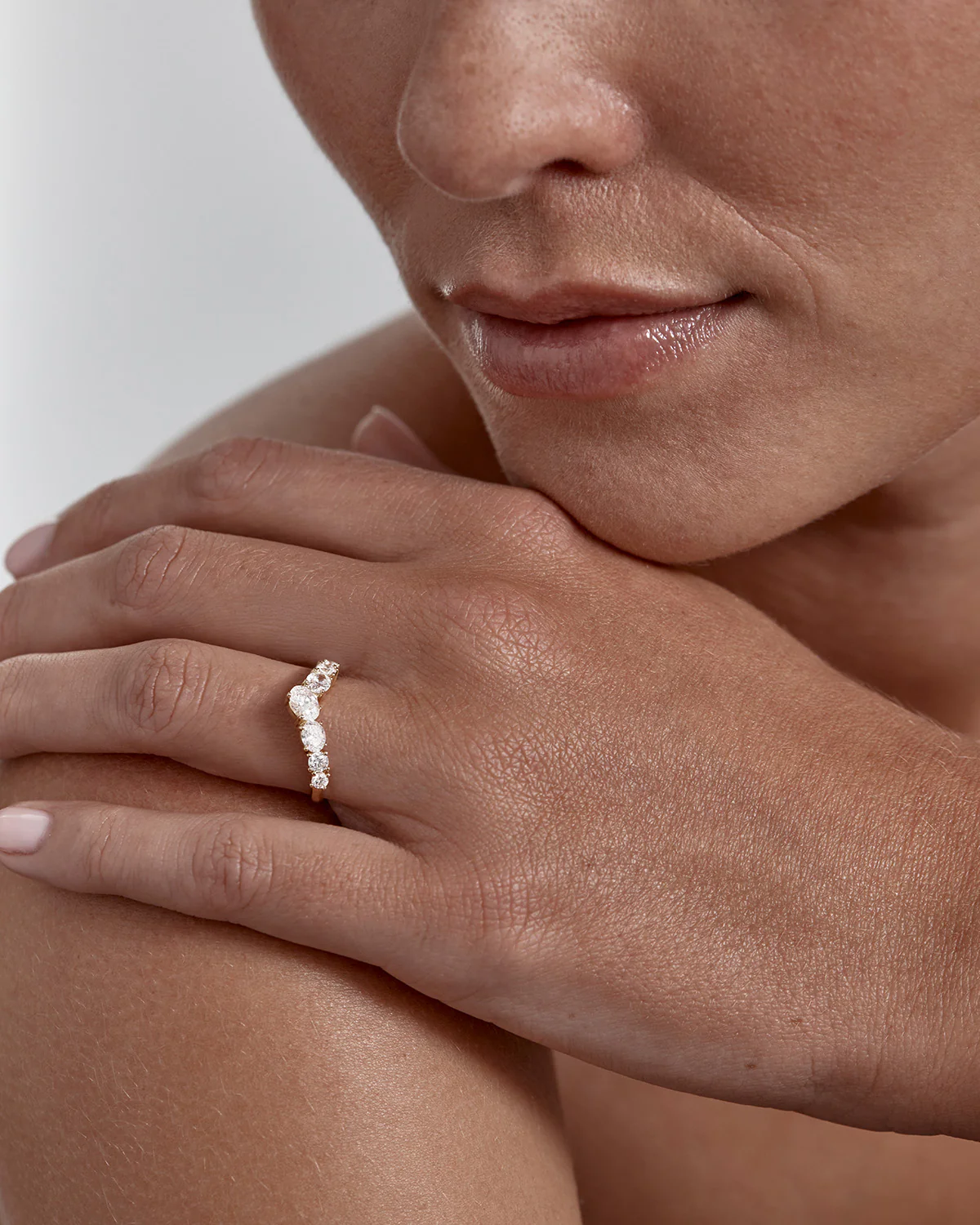 18k Solid Gold Love Embraced Diamond Wedding Band - Image 5