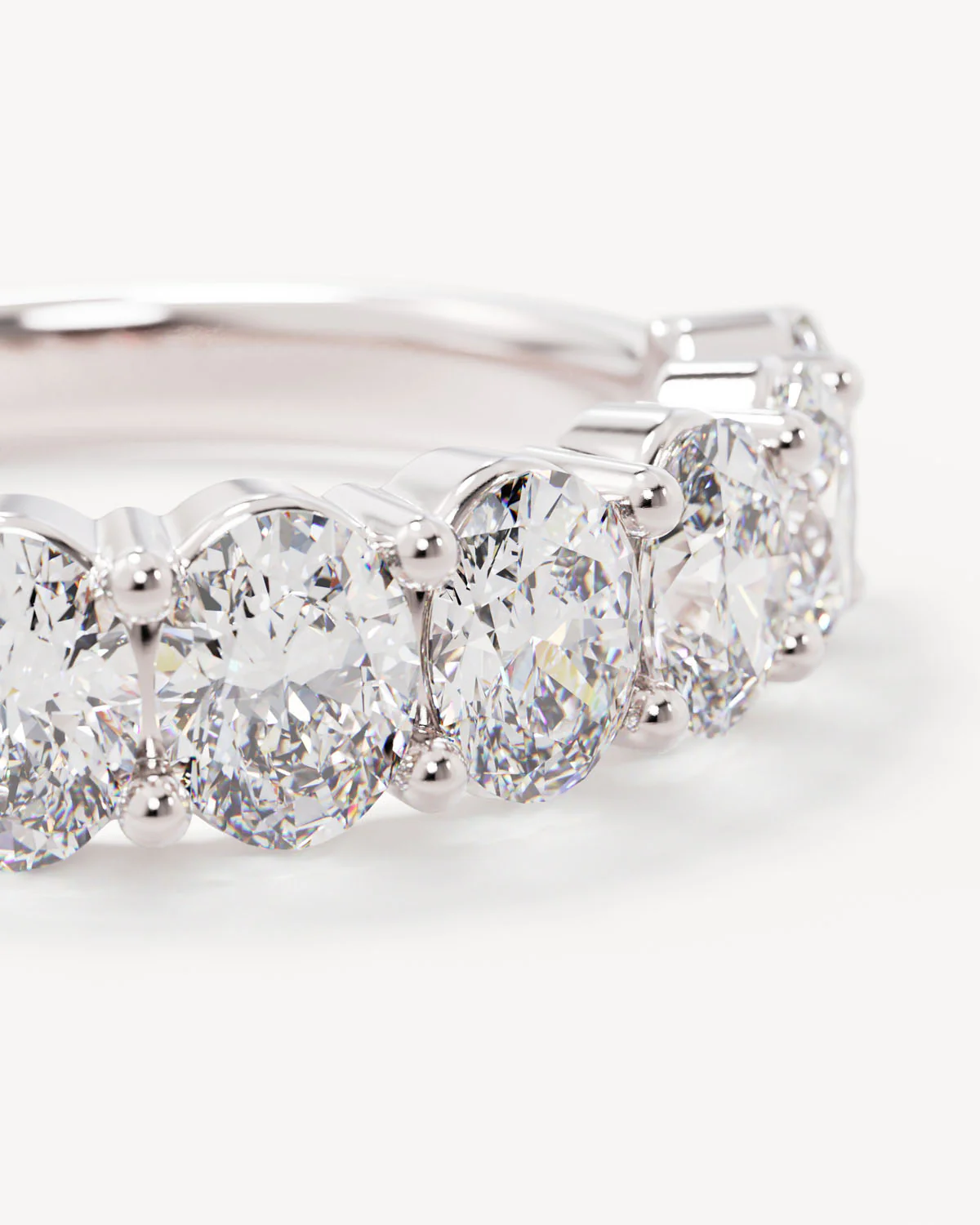 18k Solid White Gold Radiant Halo Diamond Wedding Band - Image 3