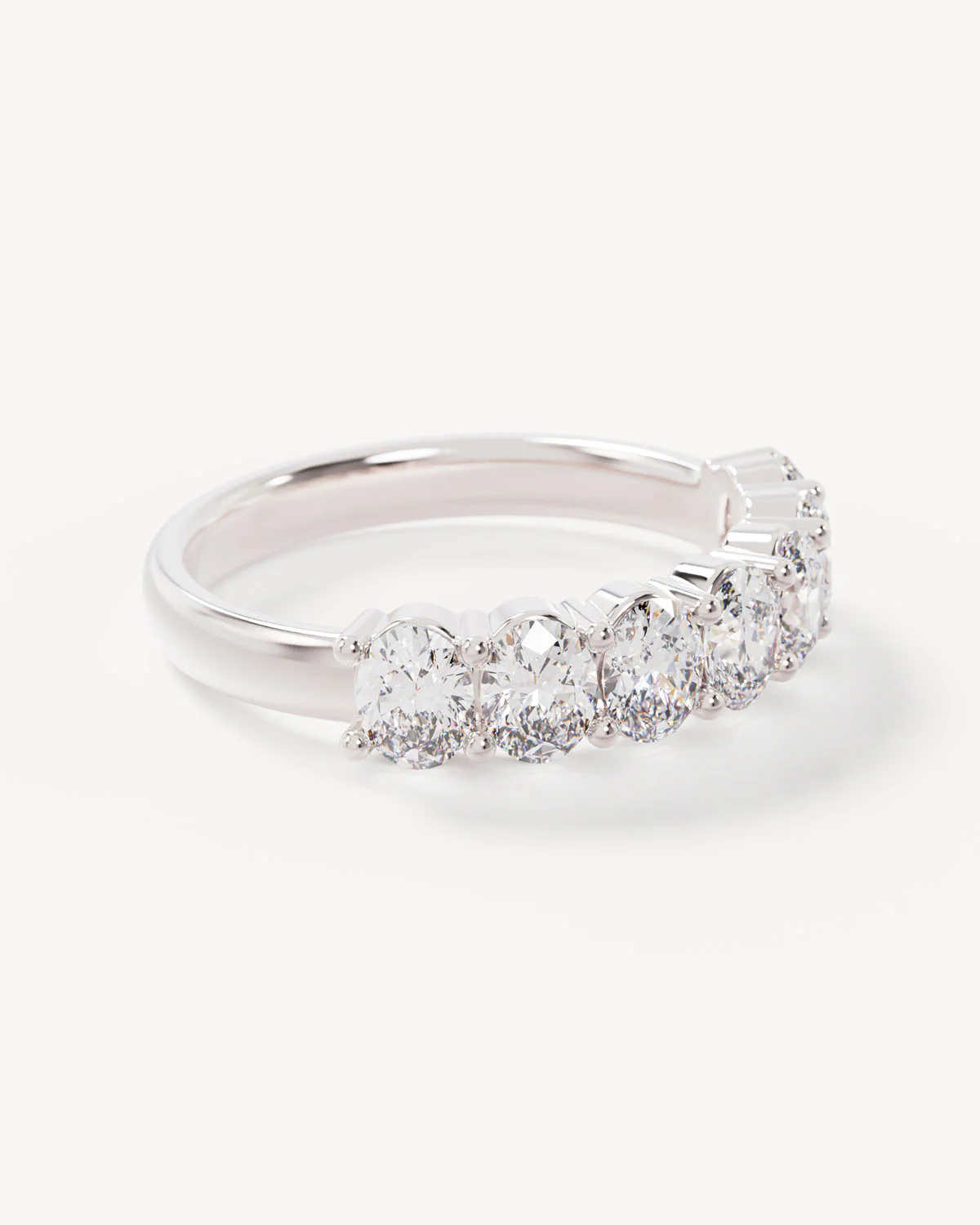 18k Solid White Gold Radiant Halo Diamond Wedding Band - Image 4