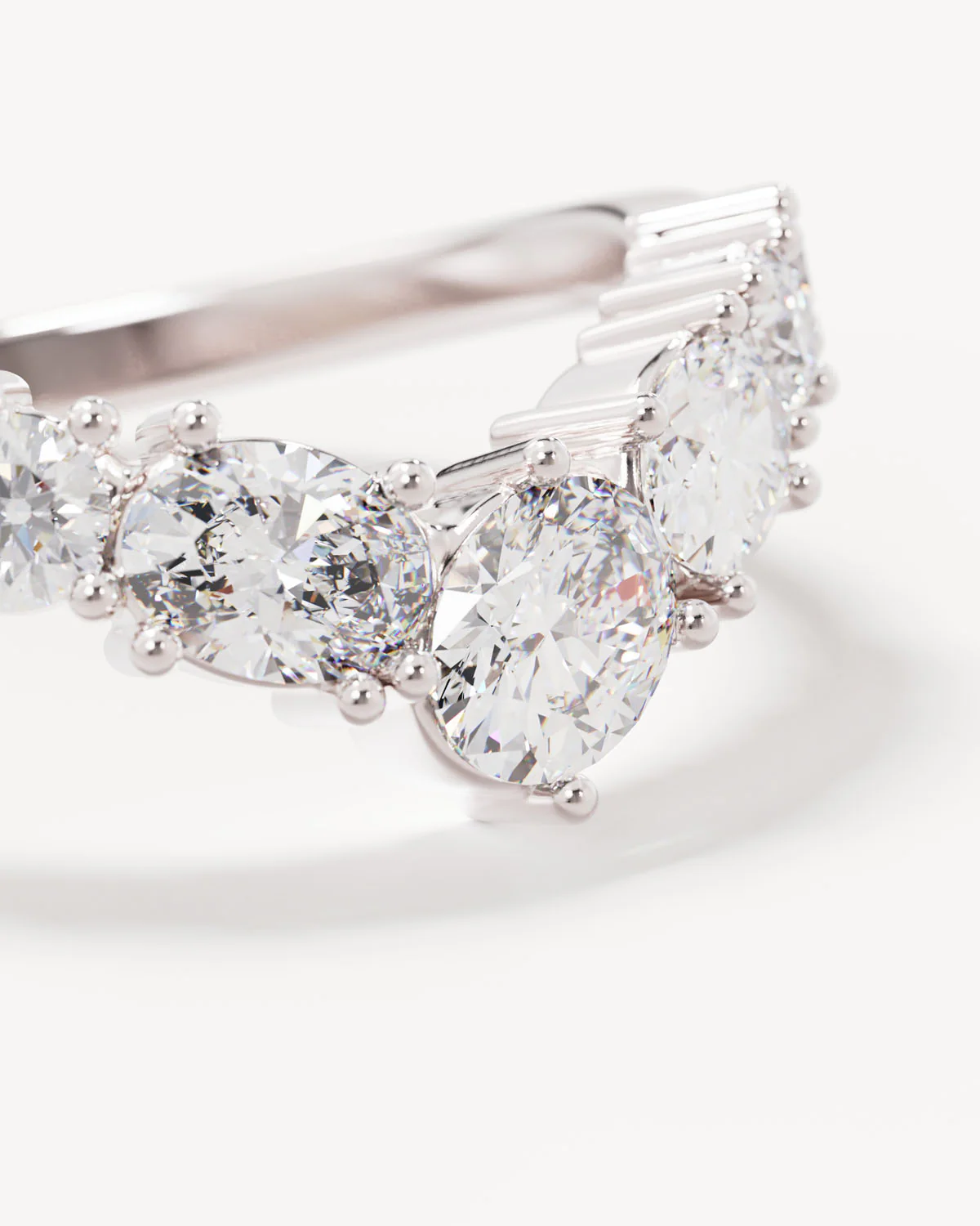 18k Solid White Gold Love Embraced Diamond Wedding Band - Image 3