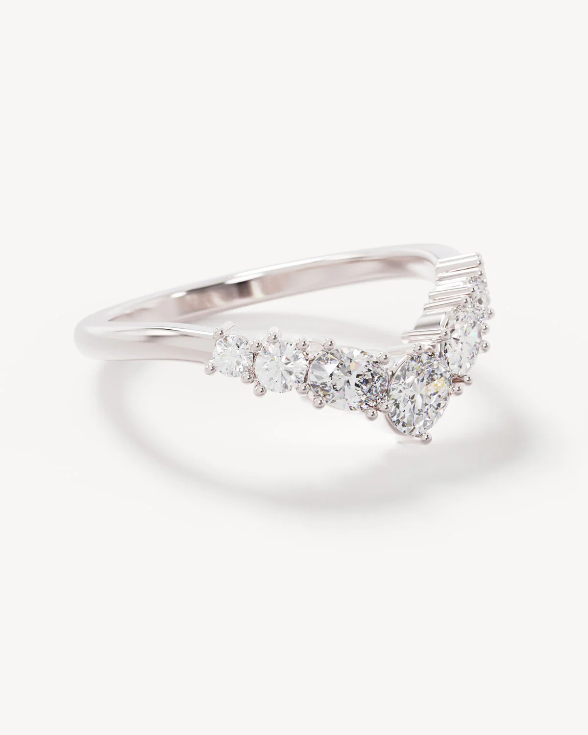18k Solid White Gold Love Embraced Diamond Wedding Band - Image 4
