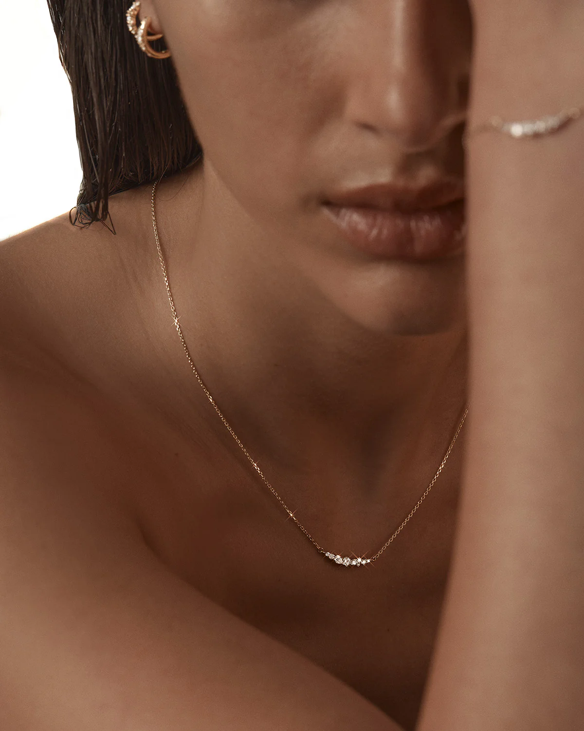 9k Solid Gold Sunkissed Stillness 0.3ct Lab-Grown Diamond Necklace - Image 5