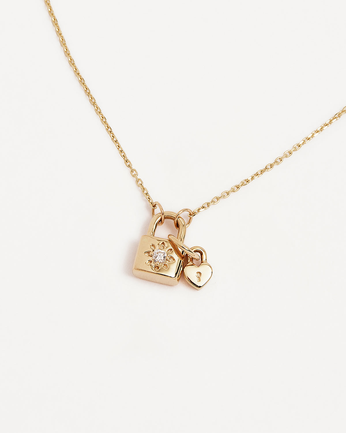 9k Solid Gold With You Always Diamond Padlock Necklace - Image 3