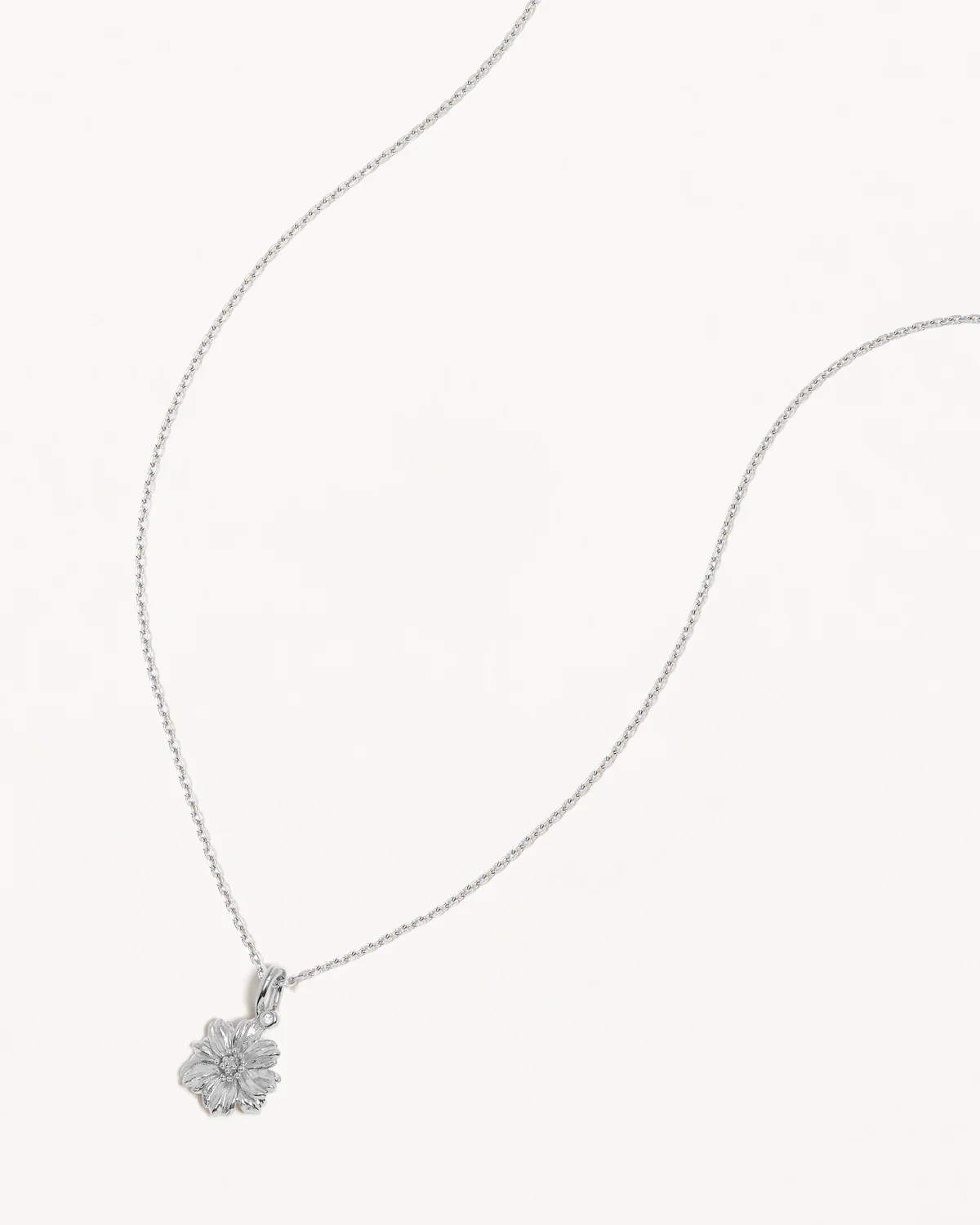 Sterling Silver Cosmos October Birth Flower Necklace - Image 3
