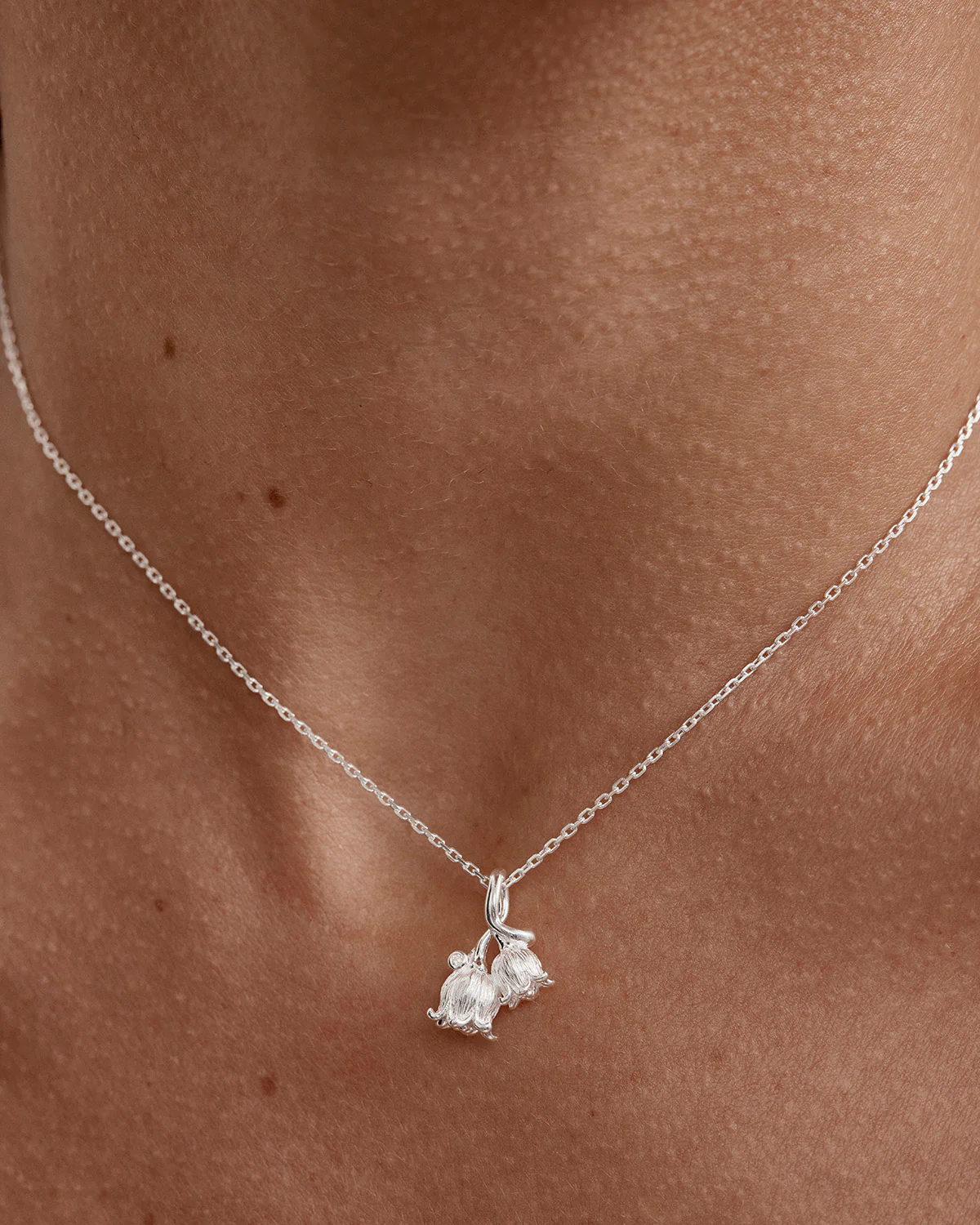 Sterling Silver Lily of the Valley May Birth Flower Necklace - Image 2