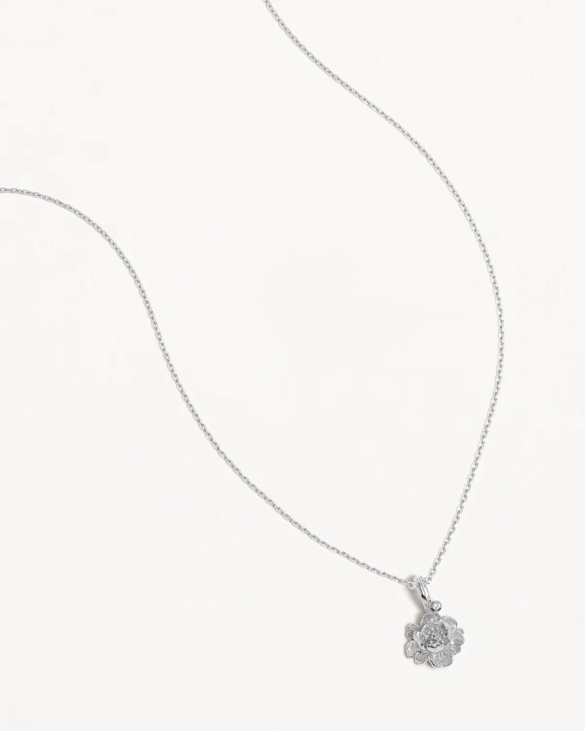 Sterling Silver Peony November Birth Flower Necklace - Image 3